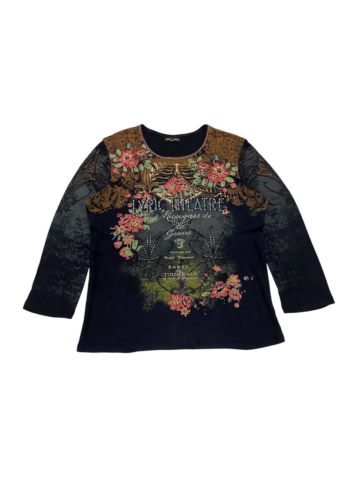 If Six Was Nine 2000s Skinny Minnie Printed Goth Grunge Top Size L / US 10 / IT 46 - 1 Thumbnail