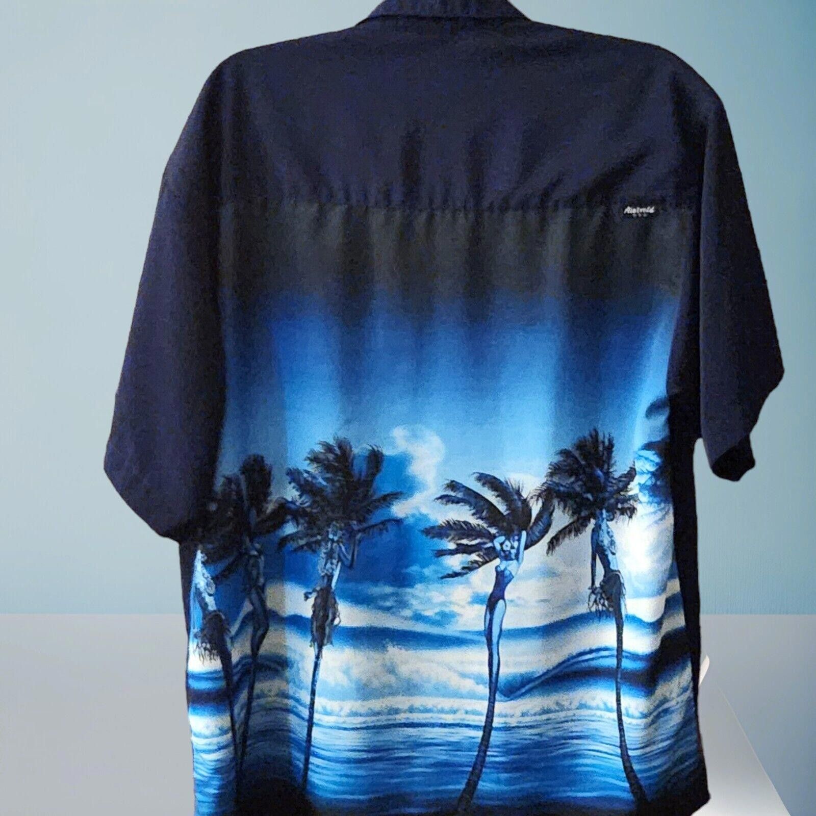 Designer Rietveld Men Large Hawaiian Shirt Blue Short Sleeve Camp USA Size US L / EU 52-54 / 3 - 2 Thumbnail