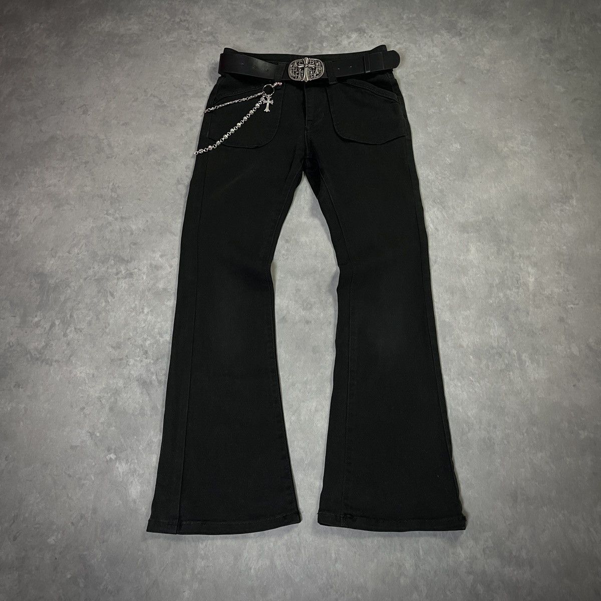 Japanese Brand 2000s Black Gothic Flared Pants – Archive Punk Opium Style Size US 26 / EU 42 - 1 Thumbnail