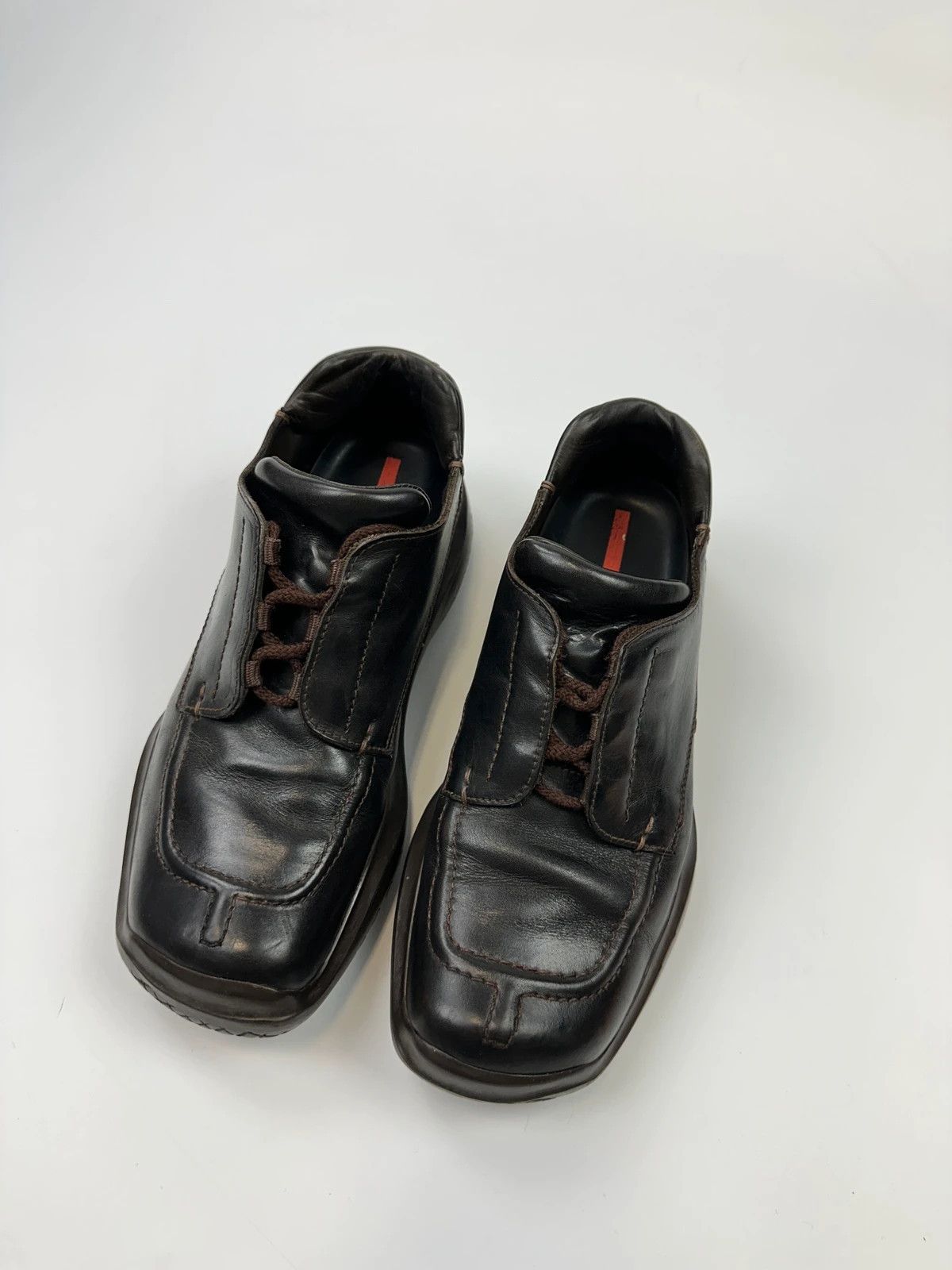 Prada Prada Sport FW1999 Black Leather Derby Vibram Puddle Sole Size US 9.5 / EU 42-43 - 3 Thumbnail