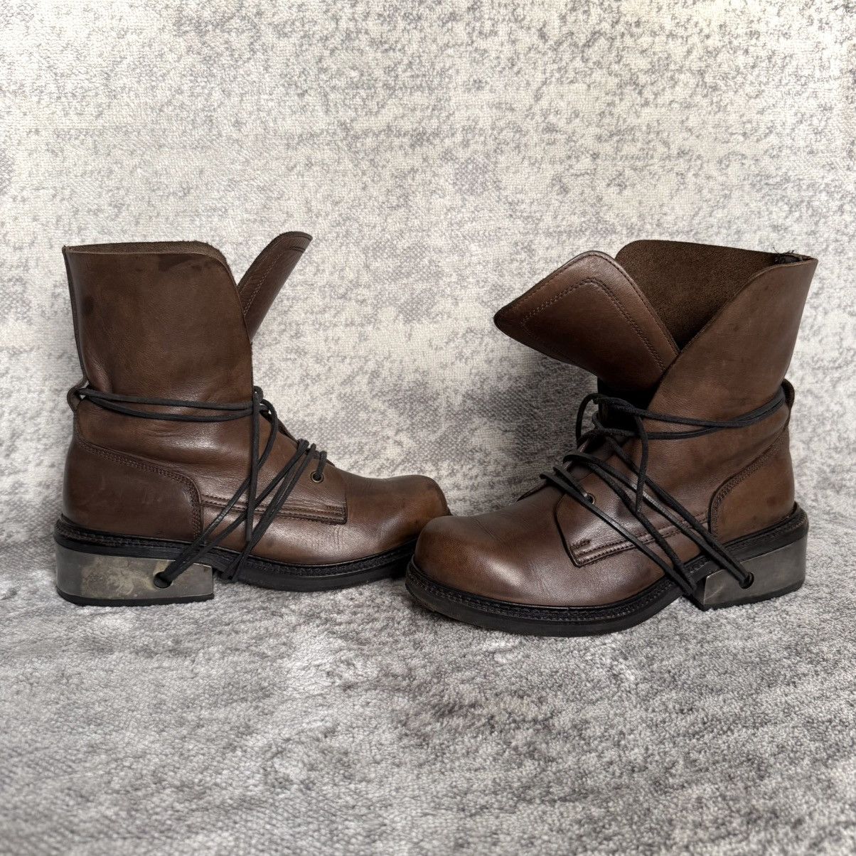 Dirk Bikkembergs 1990s Dirk Bikkembergs Metal Heel Lace Through Leather Boots Size US 9.5 / EU 42-43 - 4 Thumbnail