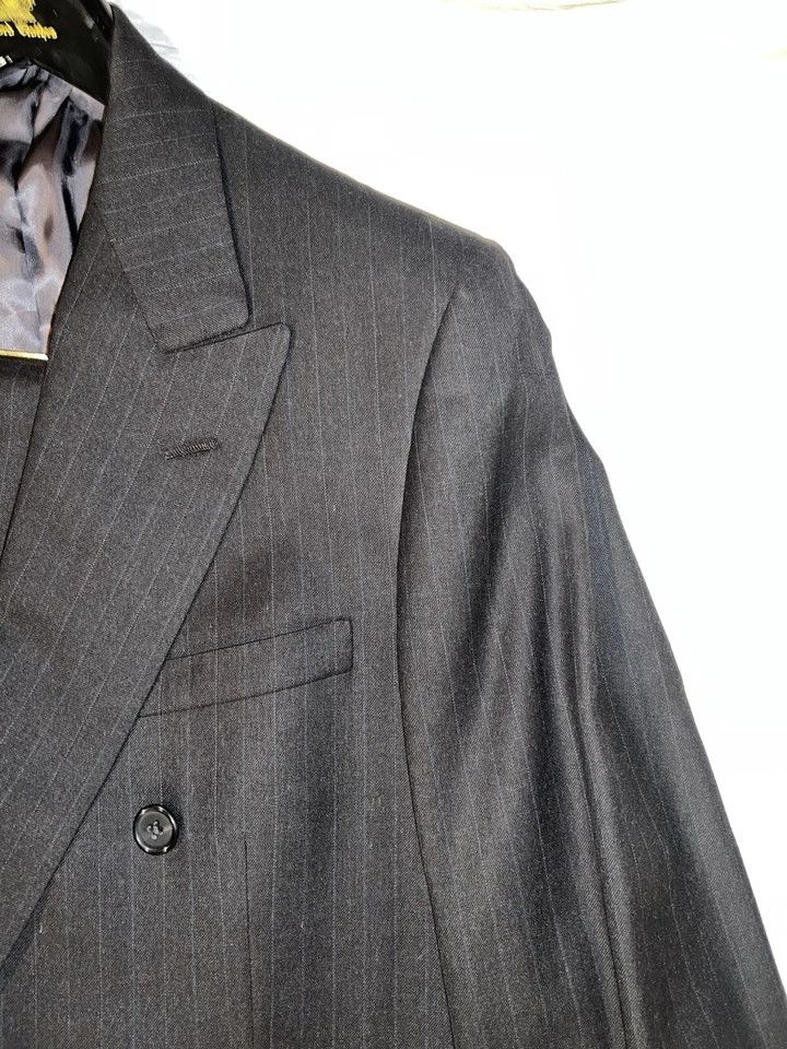 Oxxford Clothes Double Breasted Gray Suit Size 42S - 6 Thumbnail