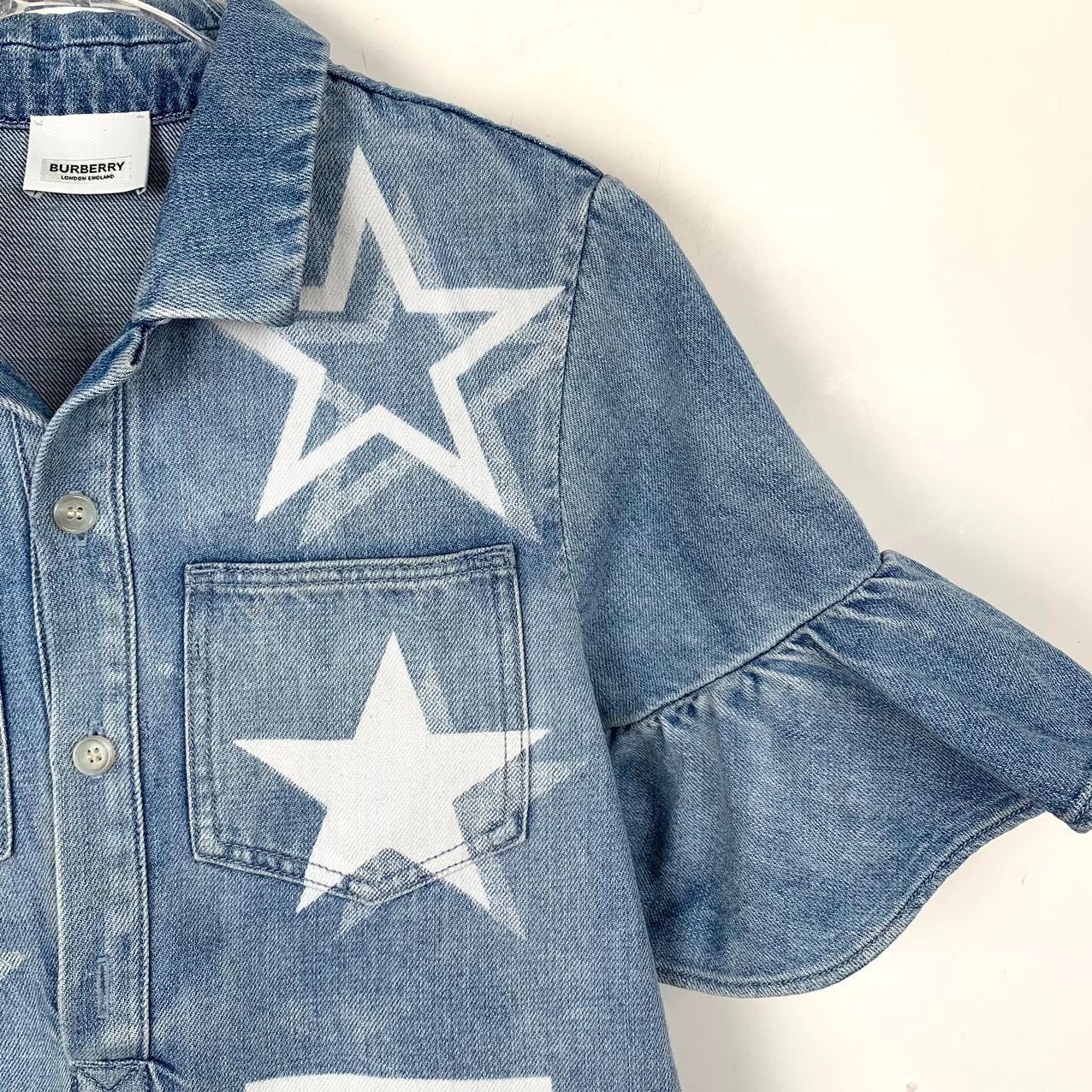 Burberry Burberry Blue Patterned Cotton Denim Dress (Size 12Y) Size XXS / US 00 / IT 34 - 7 Thumbnail
