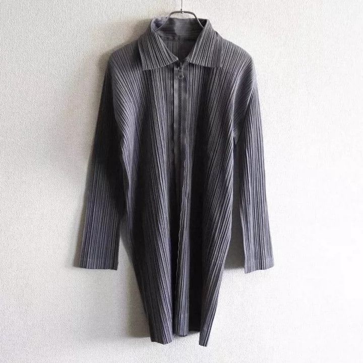 Issey Miyake issey miyake size:3 Grey pleated zipper coat Size XXS / US 00 / IT 34 - 1 Thumbnail