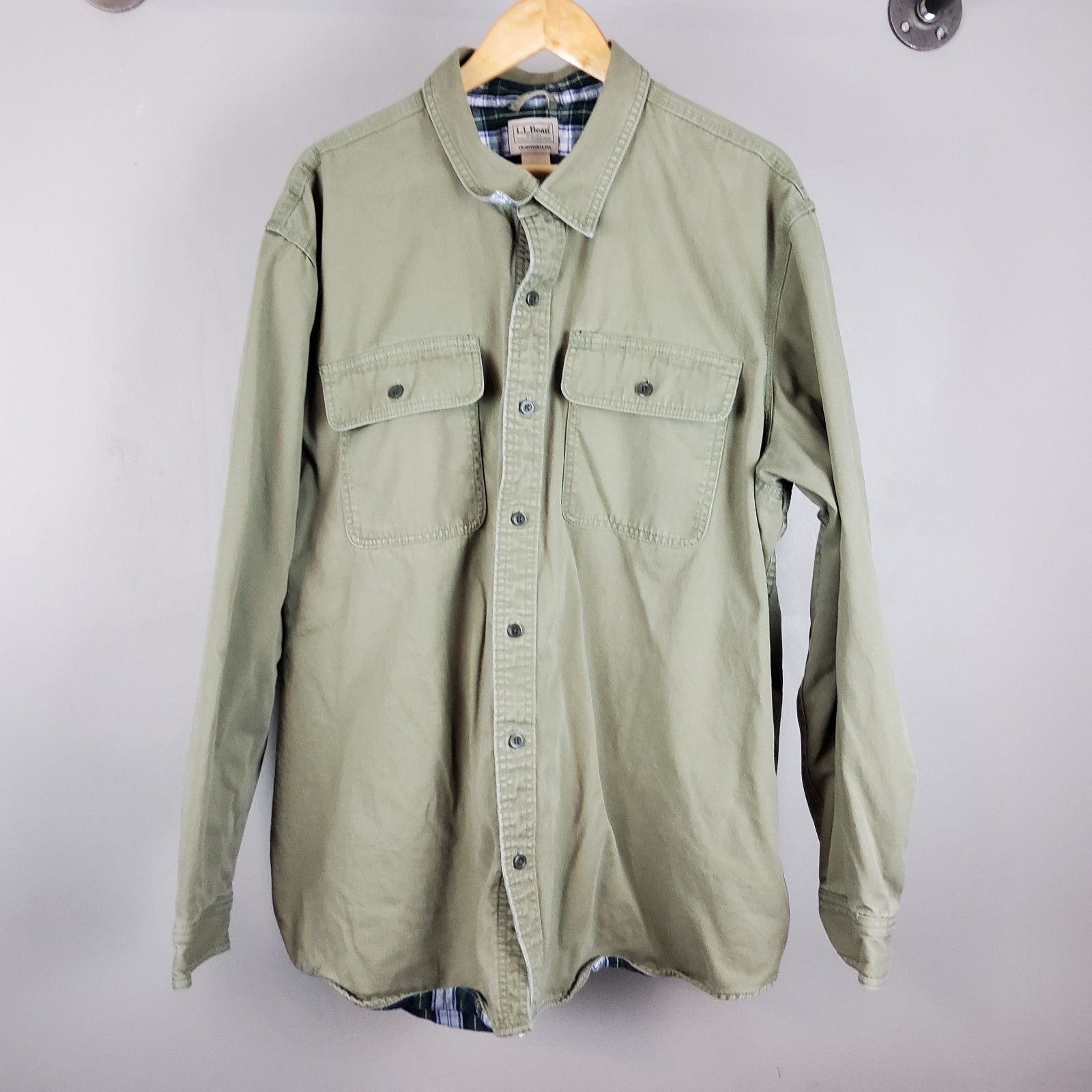 L.L. Bean L.L. Bean Shacket 2XL Green Flannel Lined Shirt Size US XXL / EU 58 / 5 - 1 Thumbnail