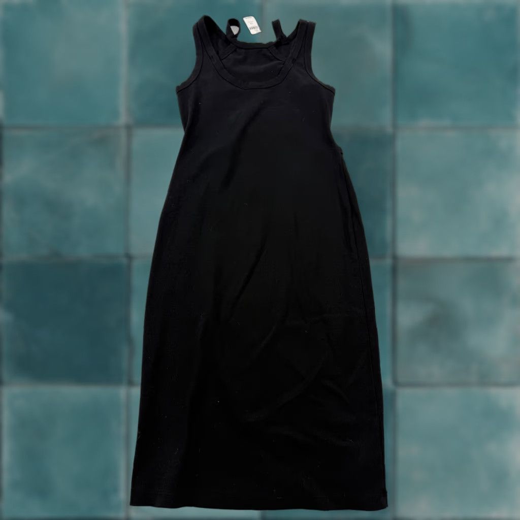 Vintage T.La Dress Womens PS Petite Black Tank Bodycon Midi Knit Stretch Casual Sleeve Dose Cut Out Size S / US 4 / IT 40 - 1 Thumbnail