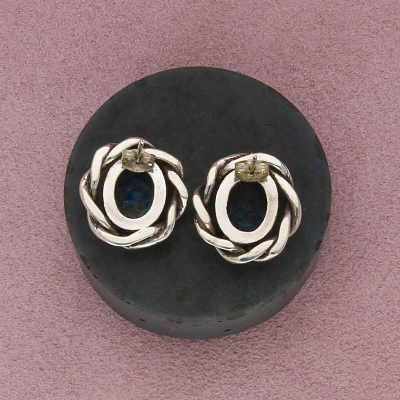 Sterling Silver sterling silver vintage denim lapis twisted post earrings Size ONE SIZE - 2 Thumbnail