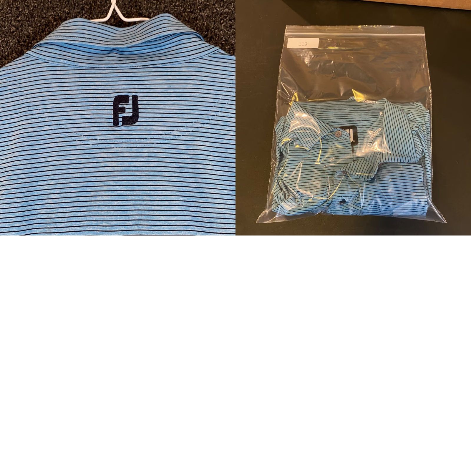 Footjoy Footjoy Polo Mens XL Blue Striped Golf Shirt S/S Course Logo Casual FJ Size US XL / EU 56 / 4 - 8 Thumbnail