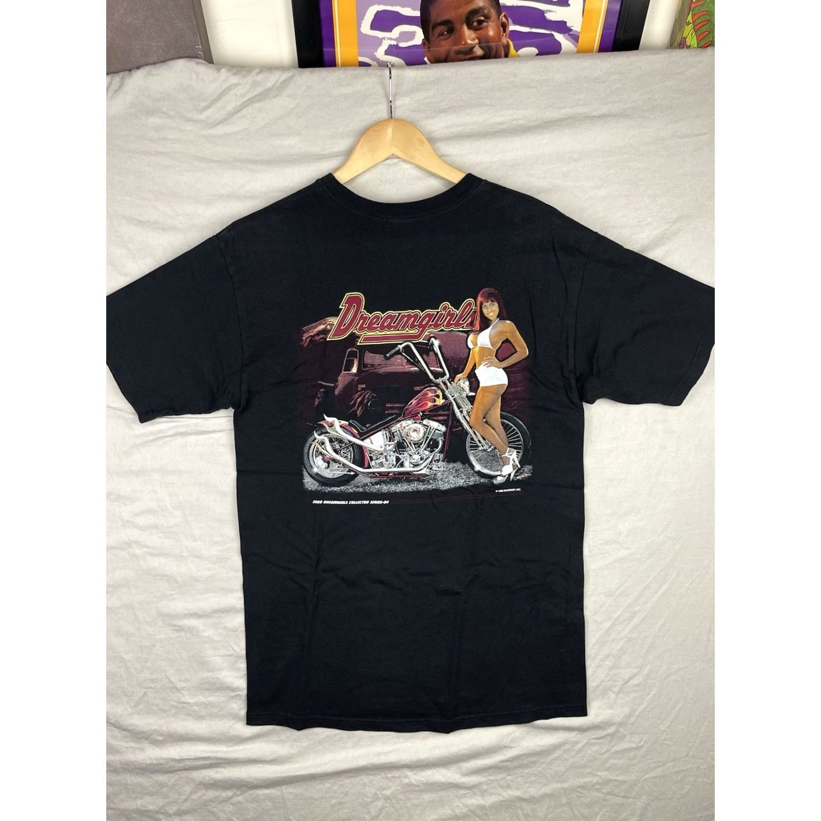 Hanes VINTAGE Hanes Dreamgirls Shirt Mens M Black Graphic Print 90s Biker Motorcycle Pinup Girl T-Shirt Size US M / EU 48-50 / 2 - 7 Thumbnail