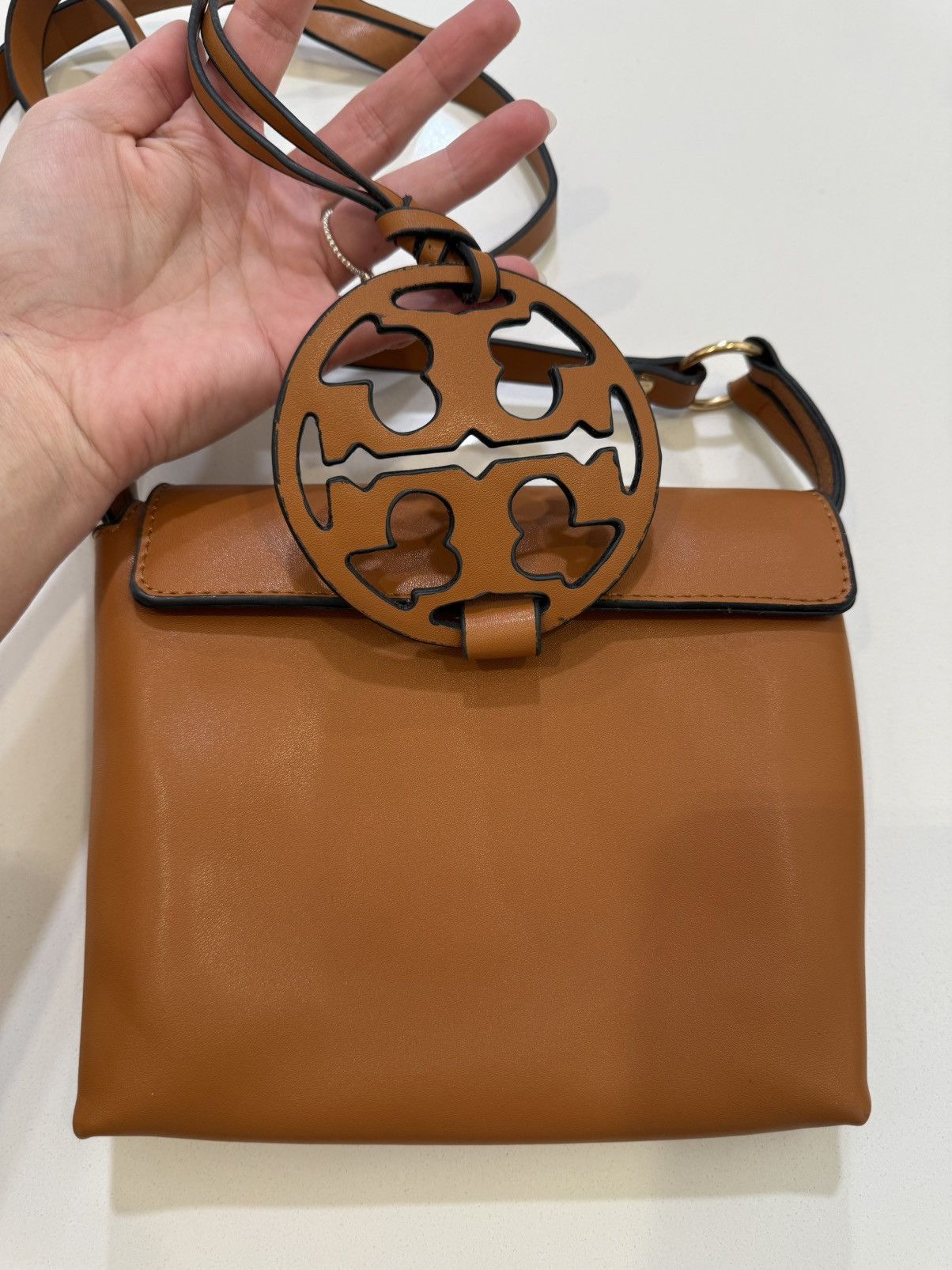 Tory Burch Tory Burch Leather Miller Crossbody Bag Cognac Size ONE SIZE - 3 Thumbnail