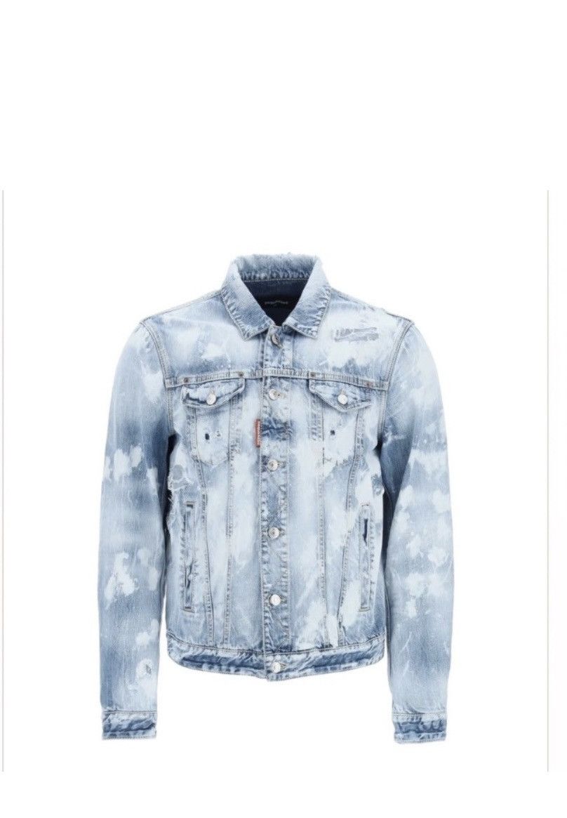 Dsquared2 Dsquared2 Dan Distressed White Paint Wash Jean Jacket Size US M / EU 48-50 / 2 - 1 Thumbnail
