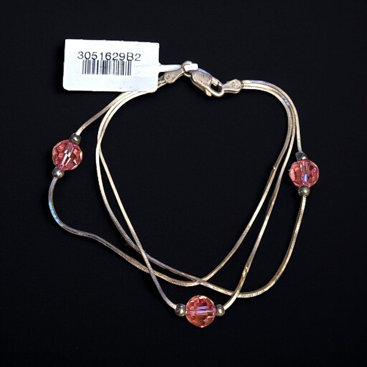 Other 925 sterling triple strand station pink crystal bracelet Size ONE SIZE - 1 Thumbnail