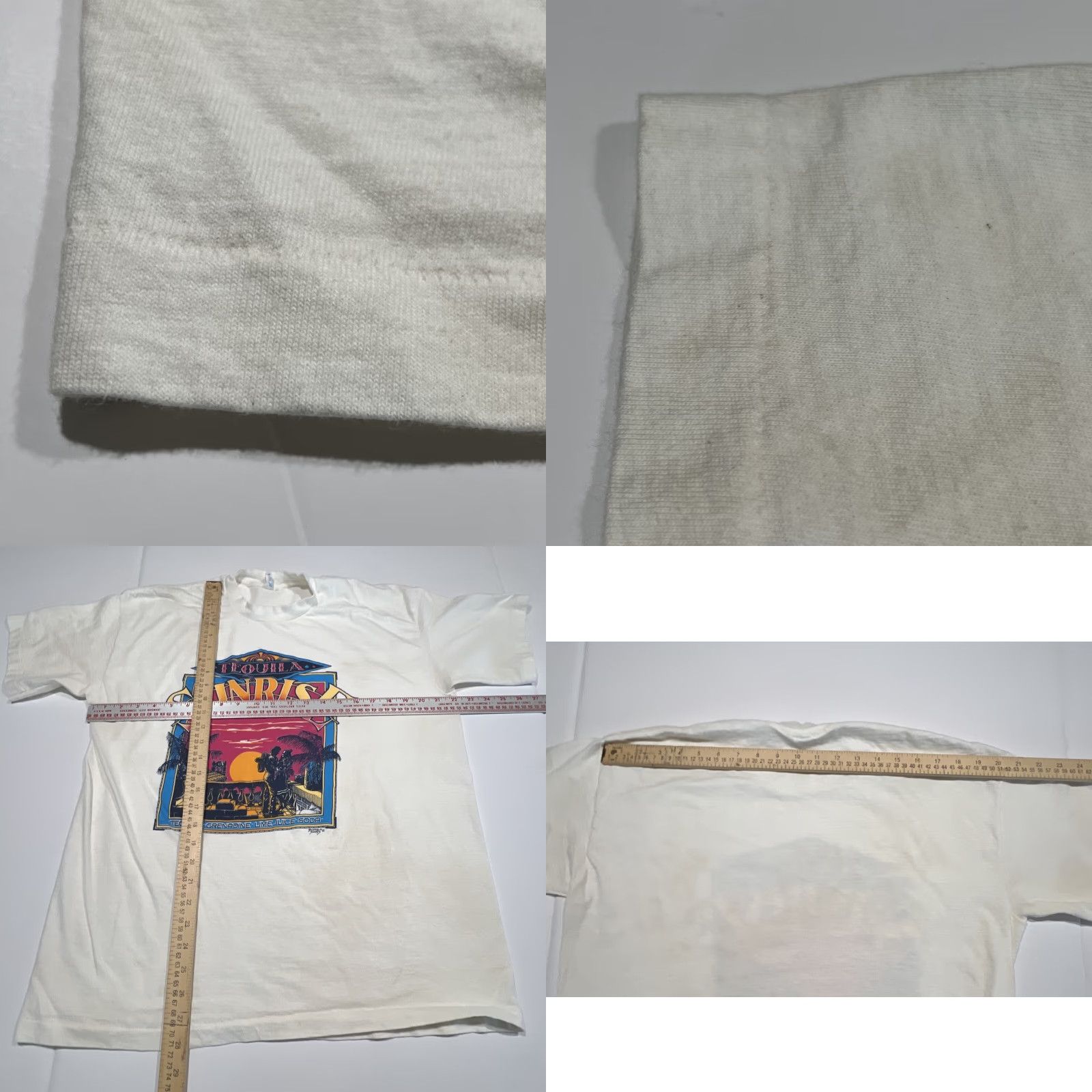 Hanes VINTAGE Tequila Sunrise Graphic Single Stitch T Shirt XL Buffalo Shirts White 1990s Graphic Tee Unisex Boys Womens Mens Size US XL / EU 56 / 4 - 8 Thumbnail