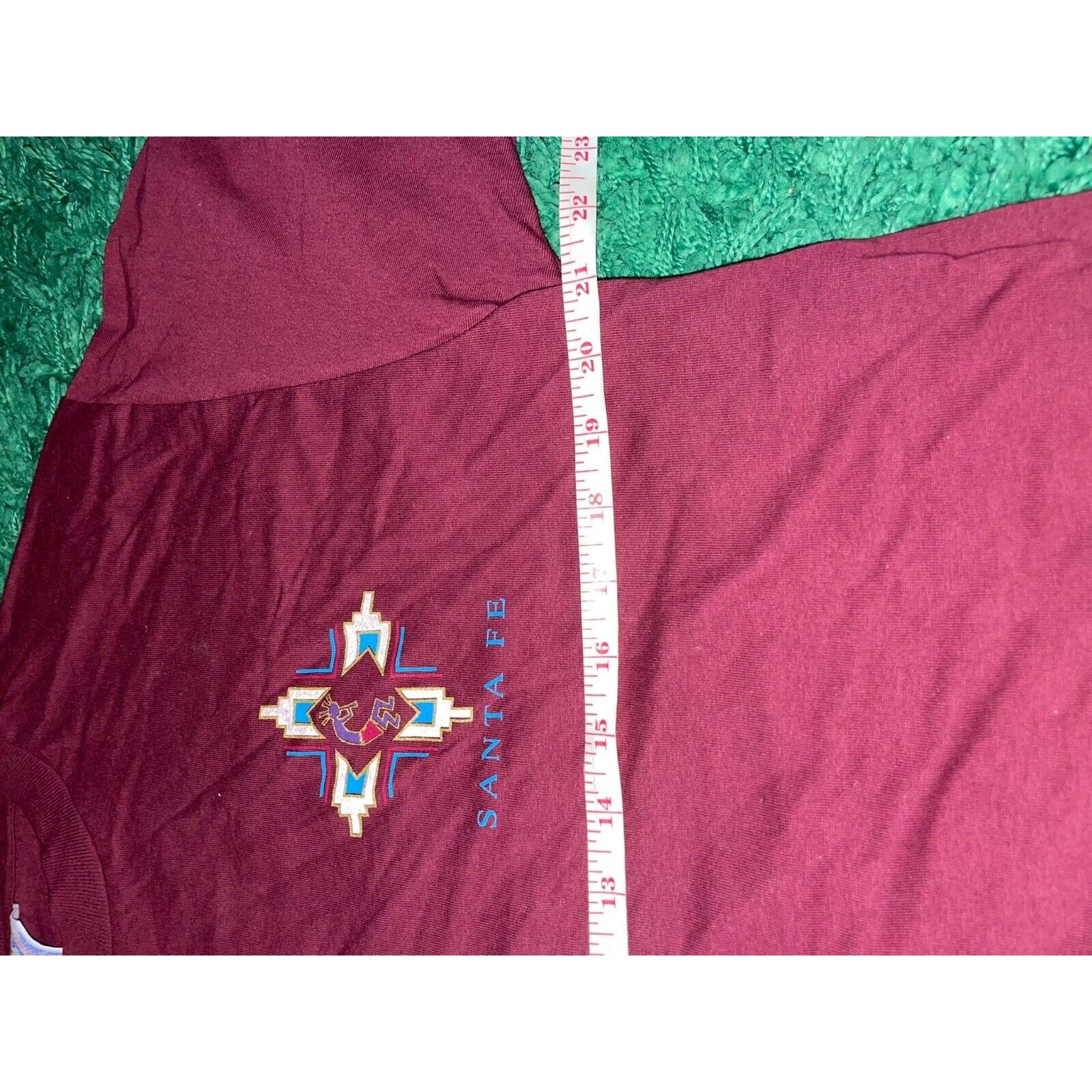 Jerzees Vintage Santa Fe Shirt Aboriginal Dancer Maroon Red Tee 90s Size US L / EU 52-54 / 3 - 7 Thumbnail