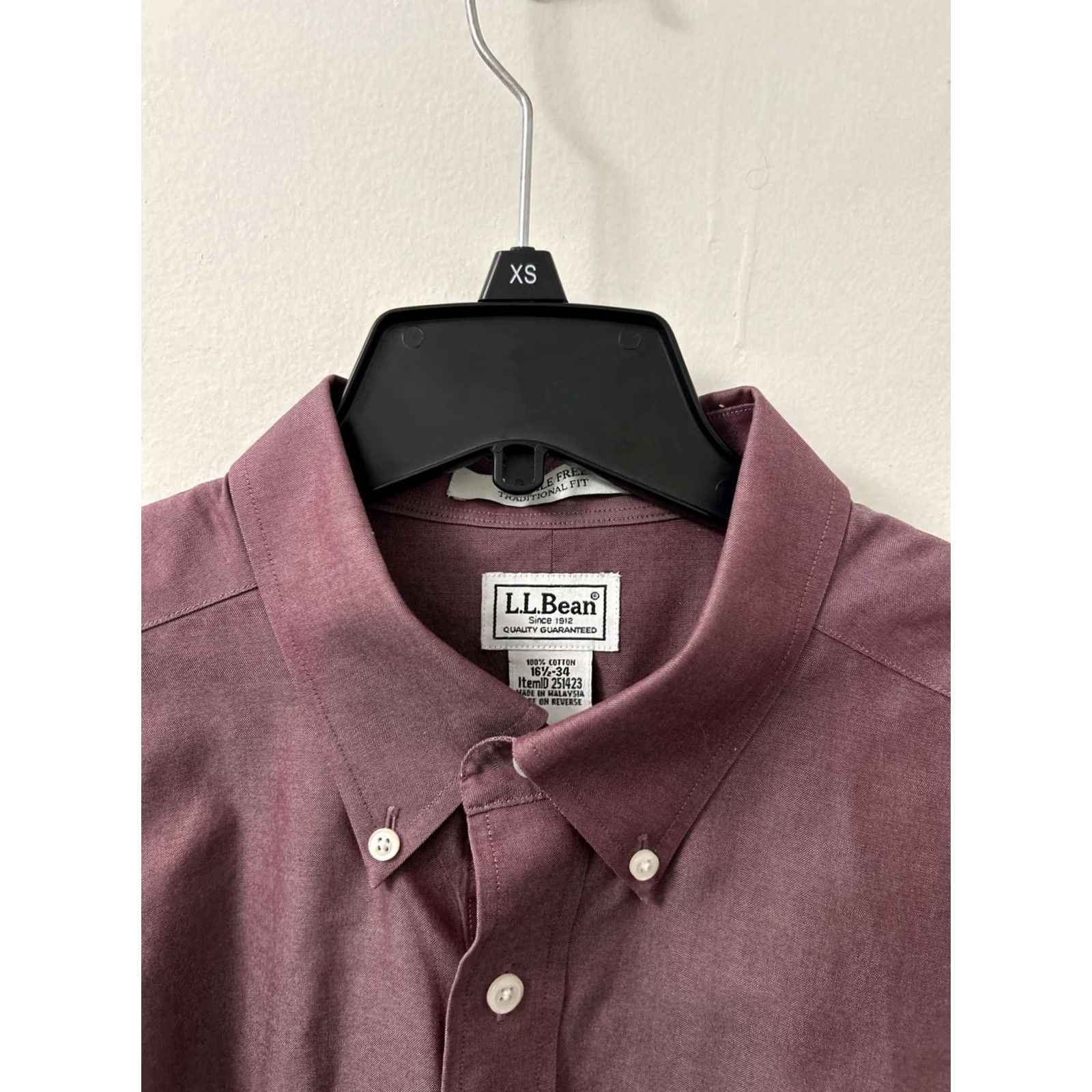 Vintage VINTAGE L.L. Bean Shirt Mens 16.5 Red Pinpoint Oxford Traditional Fit Wrinkle Free Dress Shirt Pocket Button-Down Collar Mens Holiday/Workwear 251423 Size US XL / EU 56 / 4 - 6 Thumbnail