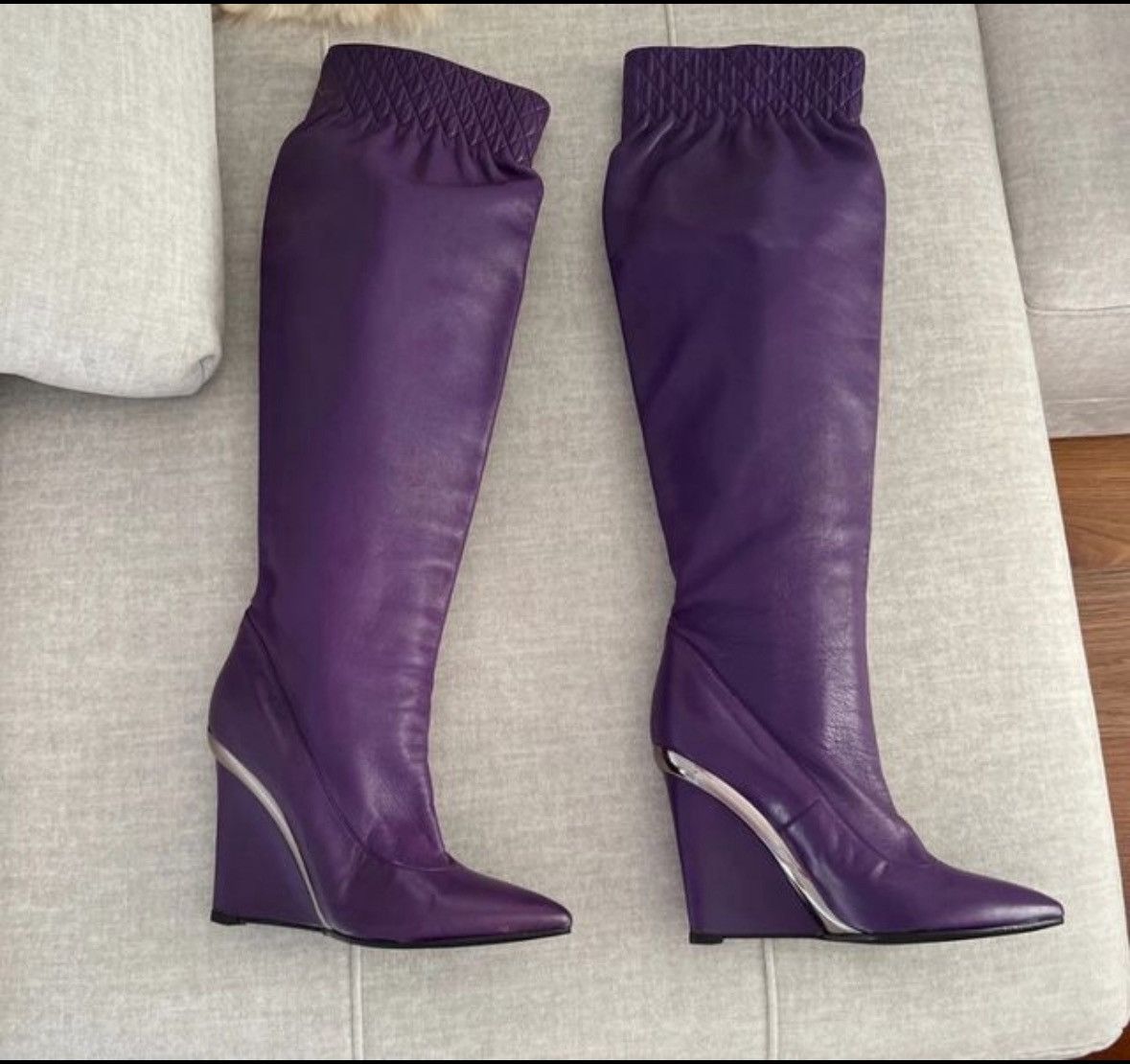Casadei Casadei purple leather boots 38 Size US 7 / IT 37 - 1 Thumbnail