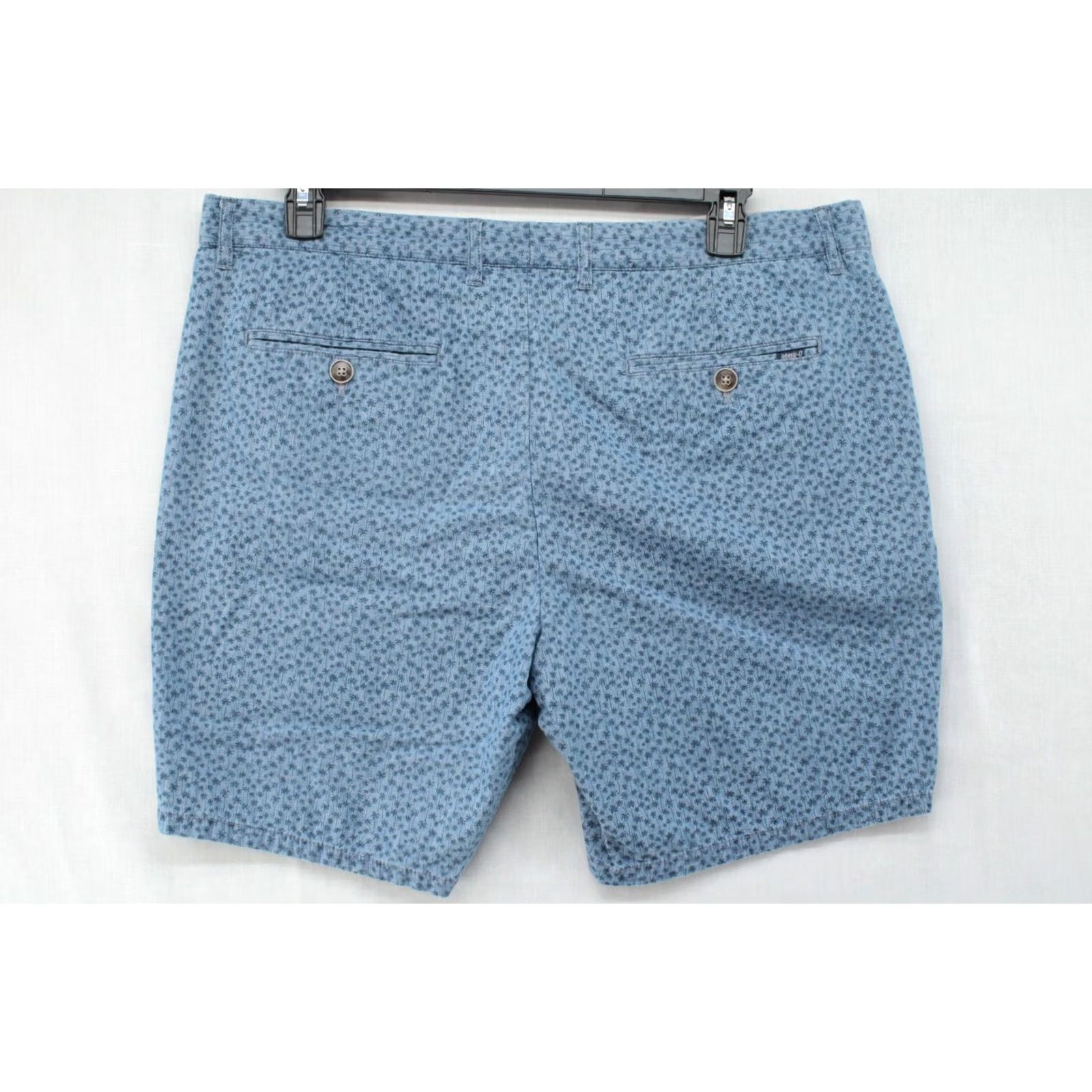 johnnie-O johnnie-O Val Shorts Mens 38 Blue Mini Palms Tropical Chambray Indigo Beach Golf Shirt Size US 38 / EU 54 - 3 Thumbnail