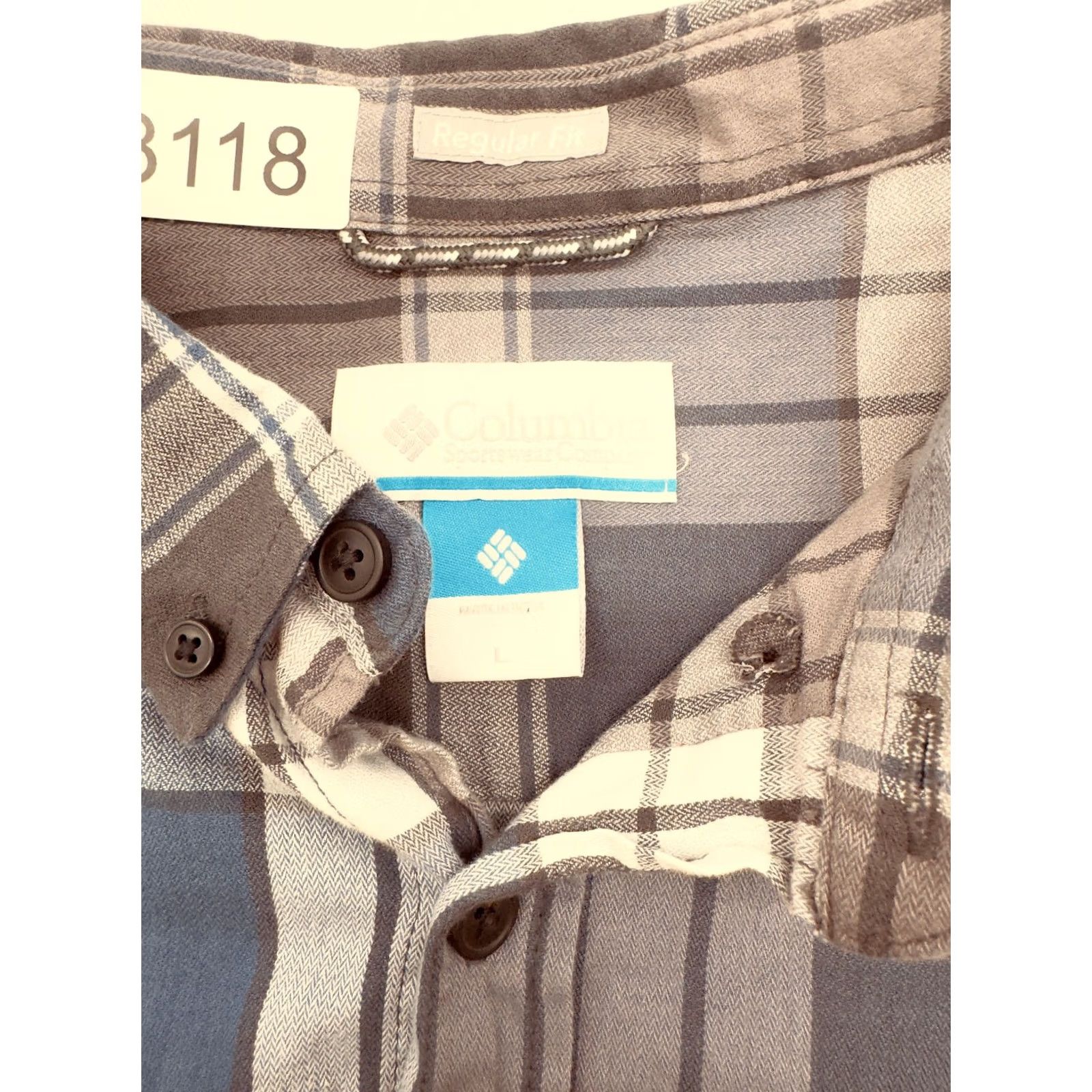 Vintage Columbia Long Sleeve Button-Up Mens Large Gray Plaid Shirt Regular Fit Size US L / EU 52-54 / 3 - 2 Thumbnail