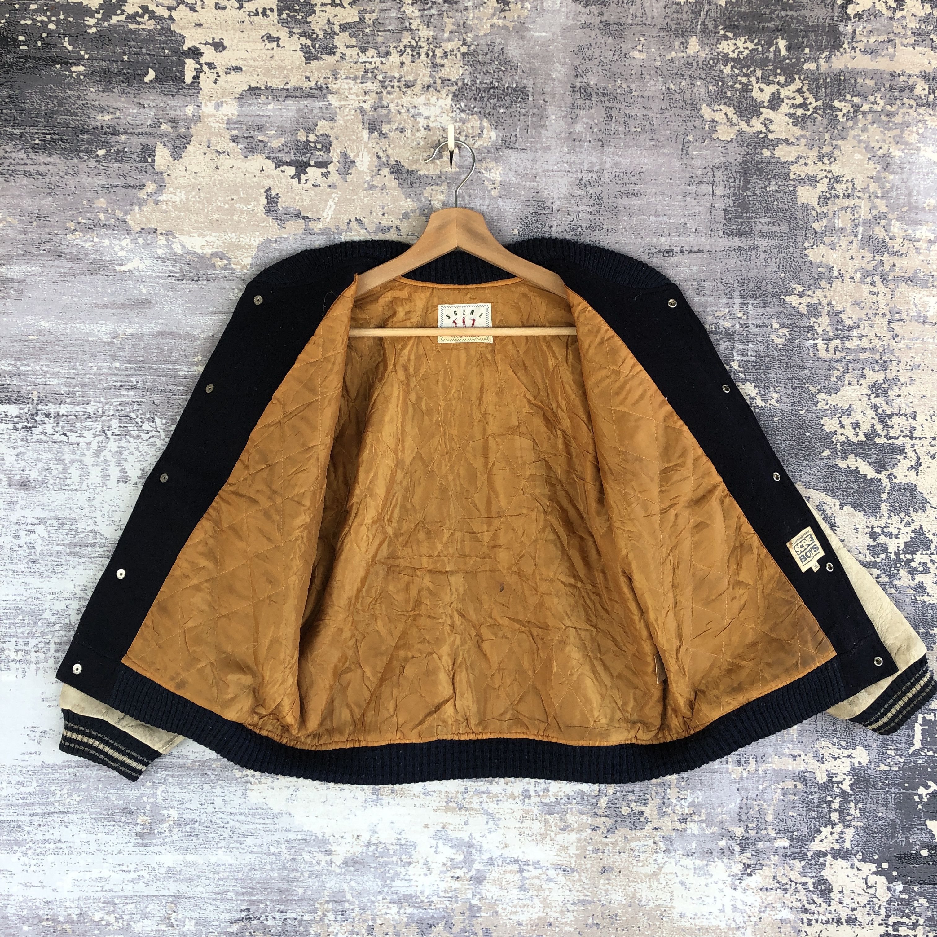 Vintage Scene Sports Varsity Leather Jacket Letterman Wool Jacket Size US M / EU 48-50 / 2 - 7 Thumbnail