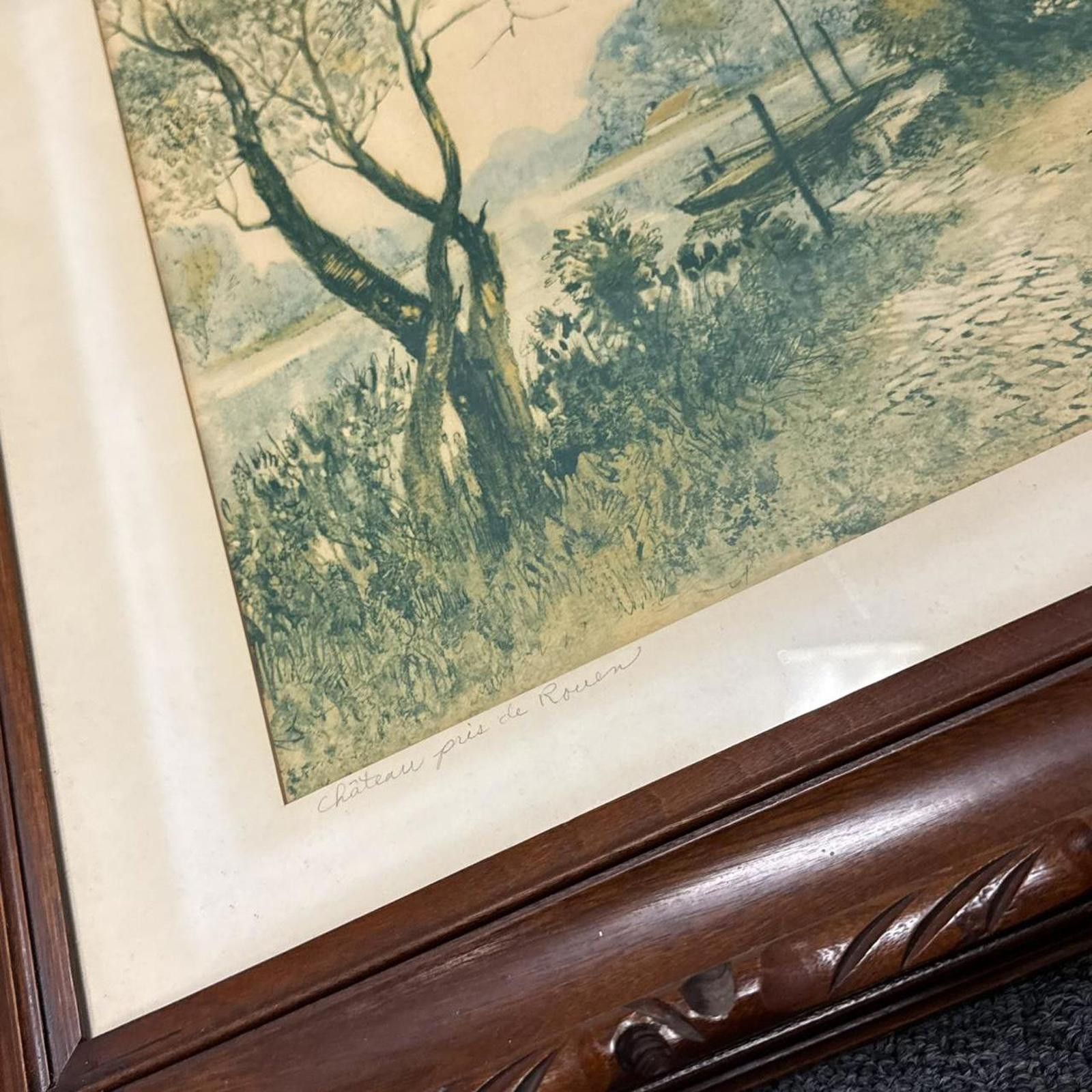 Other Vintage 1930's Chateau Pres Rouen Large Framed Artwork Size ONE SIZE - 3 Thumbnail
