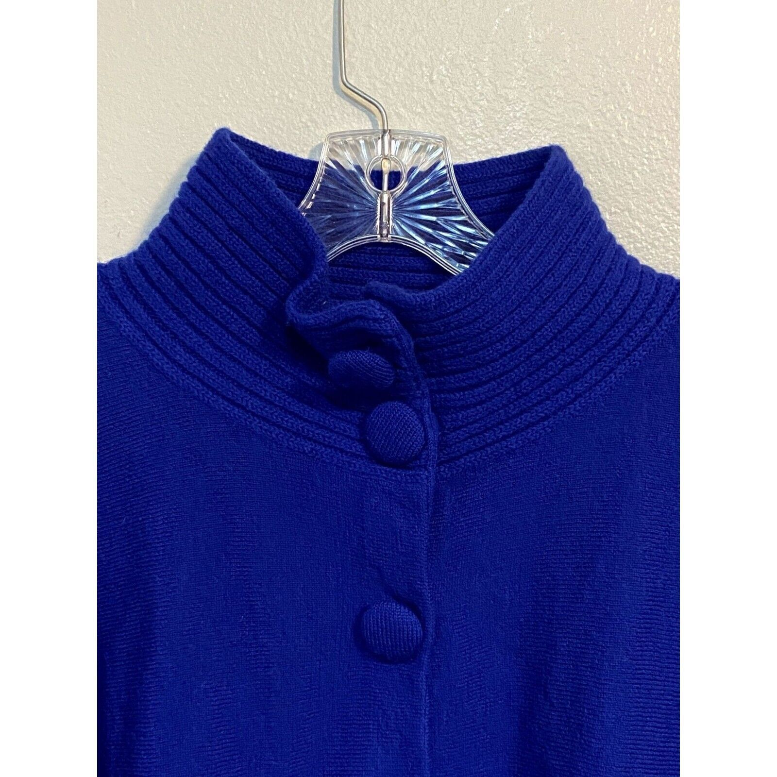 Chicos Chicos Jackie Cardigan XS Jacket Cape 100% Wool Royal Blue Size XS / US 0-2 / IT 36-38 - 4 Thumbnail