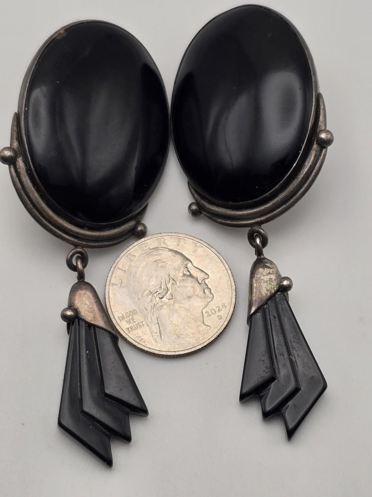 Studio D'Artisan Bold Artisan Sterling Silver Earrings Dated Stone Dangles Size ONE SIZE - 1 Thumbnail