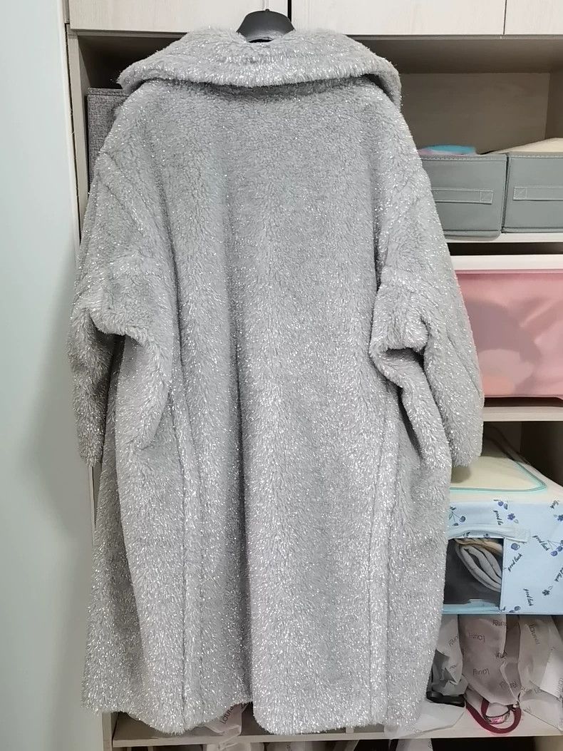 Max Mara Max Mara New Shiny Silver Filigree Teddy Coat Size M / US 6-8 / IT 42-44 - 5 Thumbnail