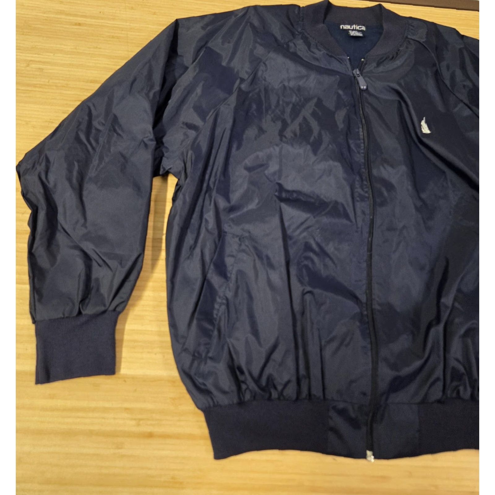 Nautica Nautica Jacket Mens One Size Navy Blue Nylon Windbreaker Full Zip Spell Out Logo Navy Blue Windbreaker Nautica Logo Size US M / EU 48-50 / 2 - 3 Thumbnail