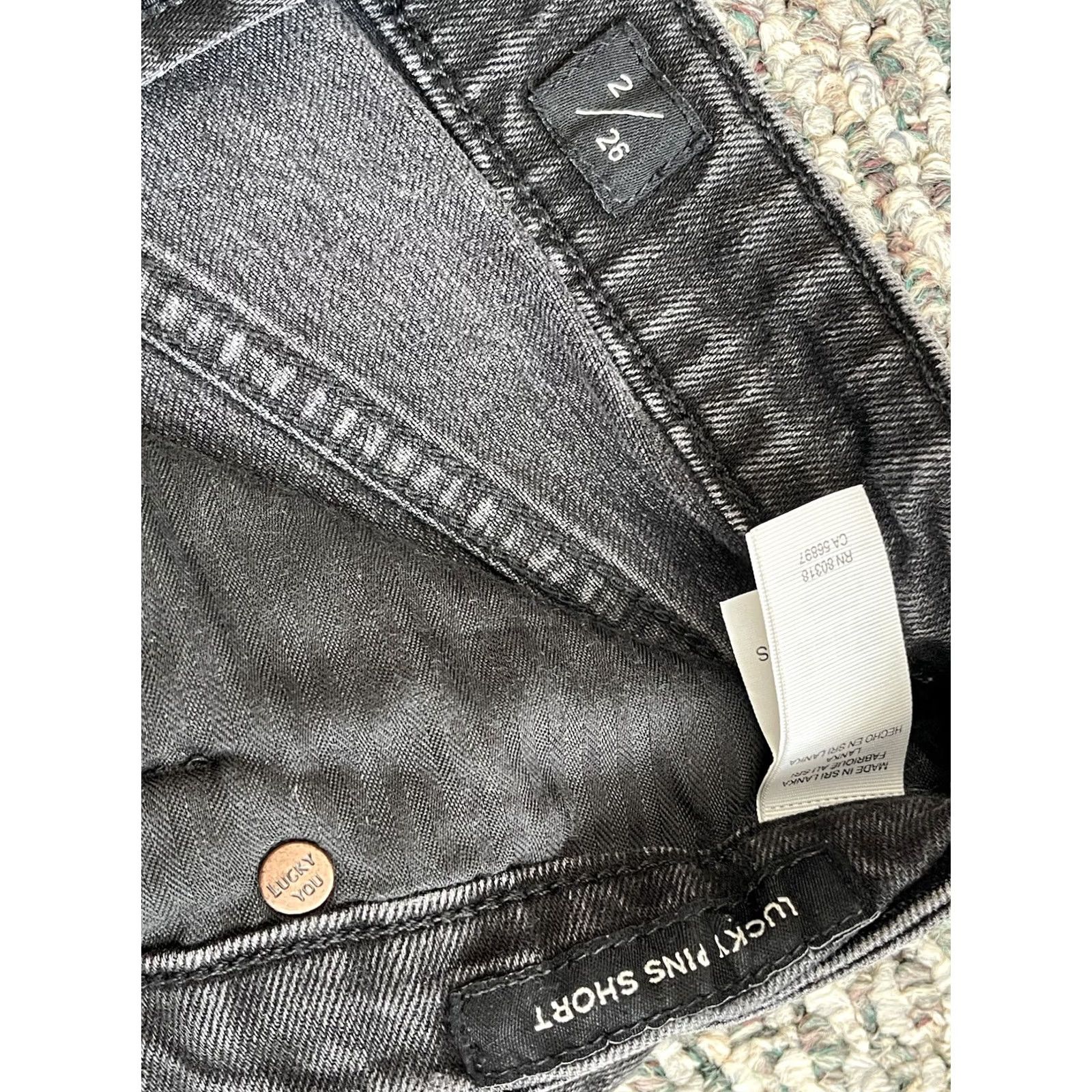 Lucky Brand Lucky Brand Shorts Womens 2/26 Black Denim Cut Off Distressed Pocket Zip Cotton Size 26" / US 2 / IT 38 - 6 Thumbnail