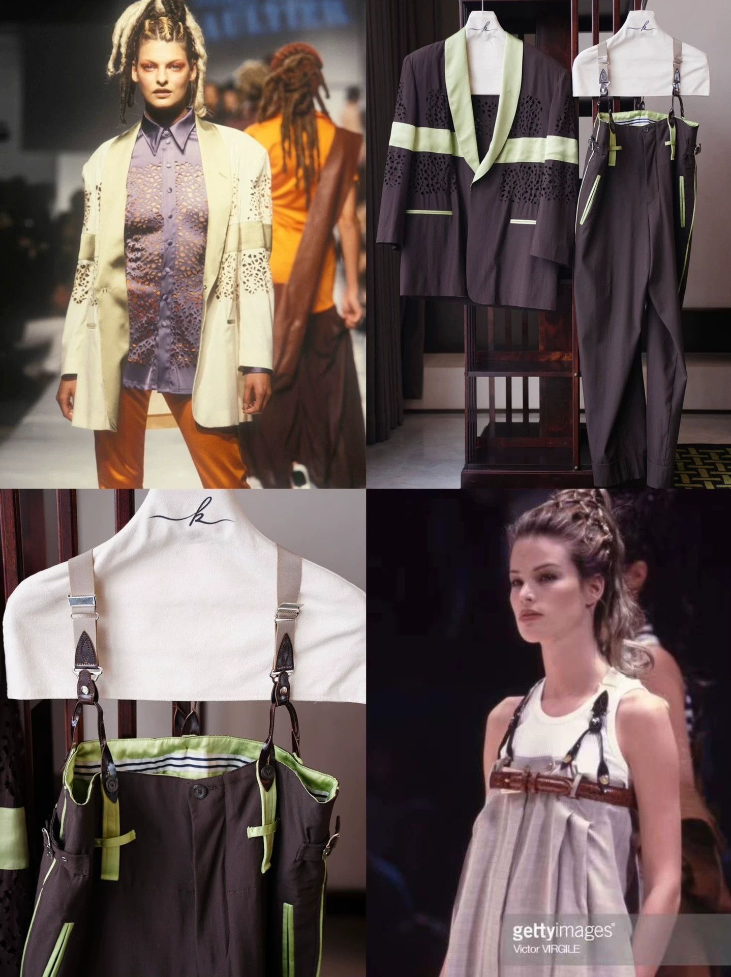 Jean Paul Gaultier JPG 1996 Runway Oversized Wool Blend Suspender Suit Italy Size M / US 6-8 / IT 42-44 - 2 Thumbnail