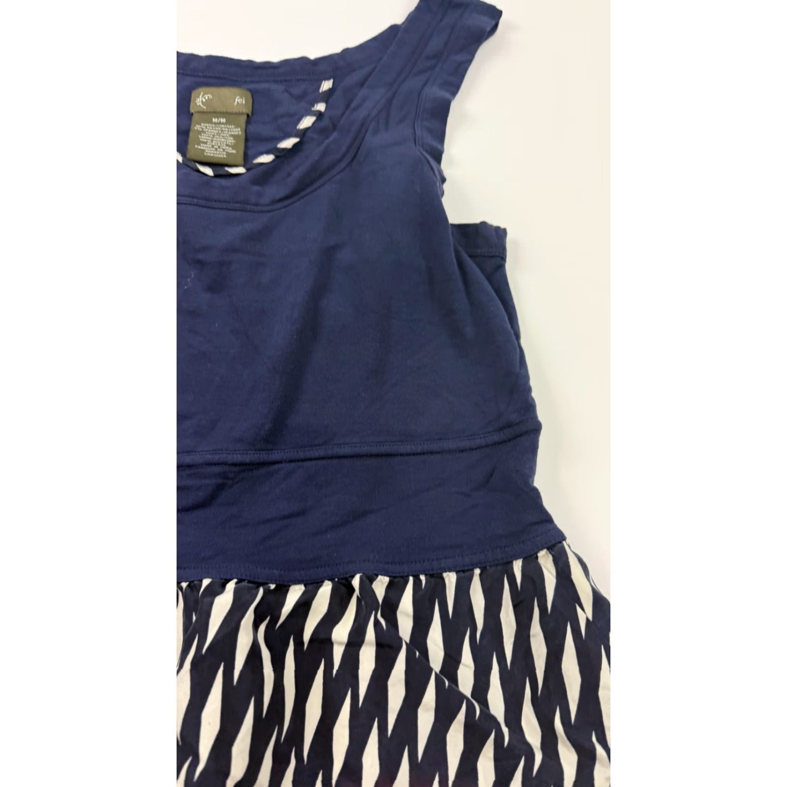Feit Fei Dress Womens M Blue Geometric Silk Sleeveless Fit & Flare Knee Length Dress Size M / US 6-8 / IT 42-44 - 4 Thumbnail