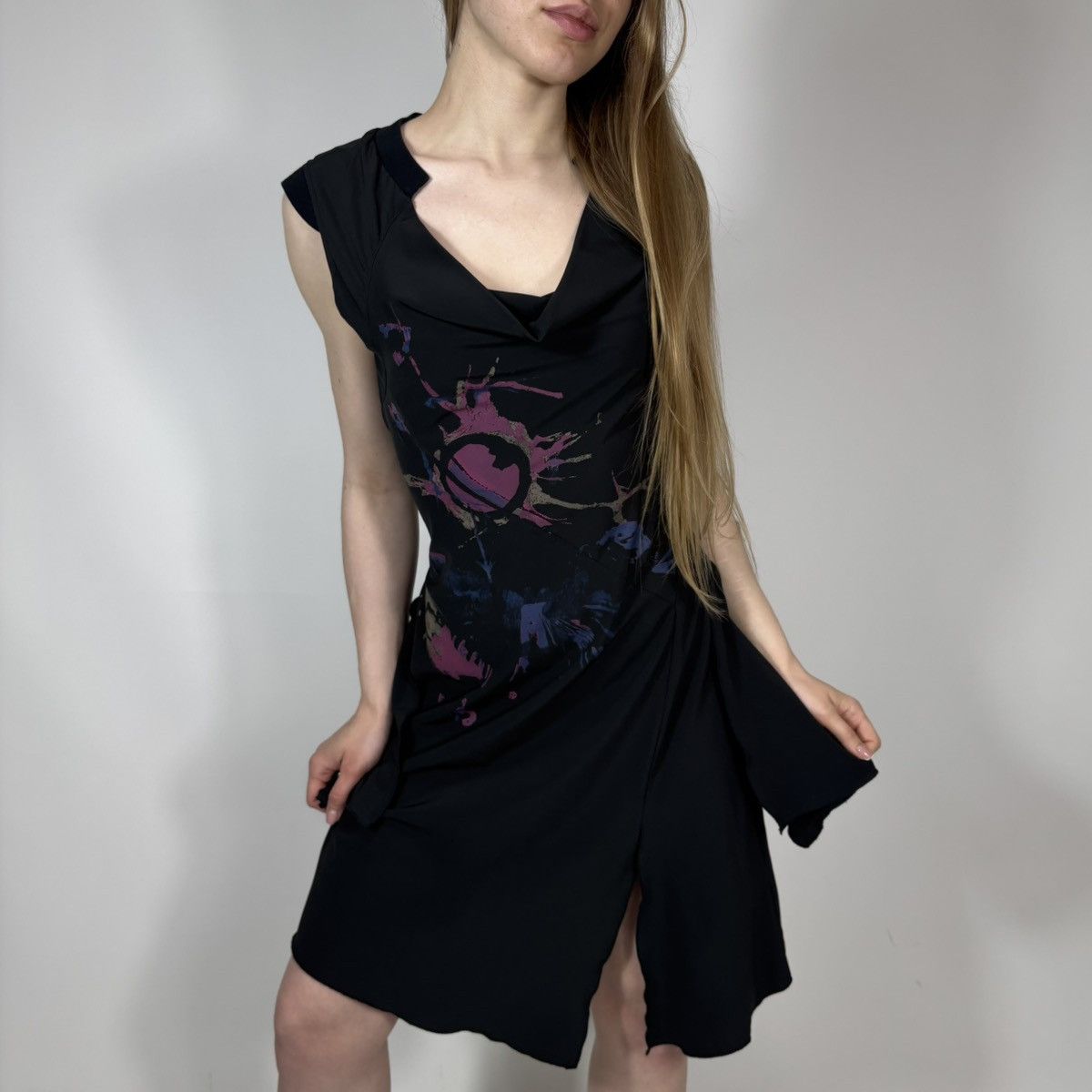 Desigual Vintage Y2K Desigual Painted Abstract Print Flared Dress Size M / US 6-8 / IT 42-44 - 2 Thumbnail