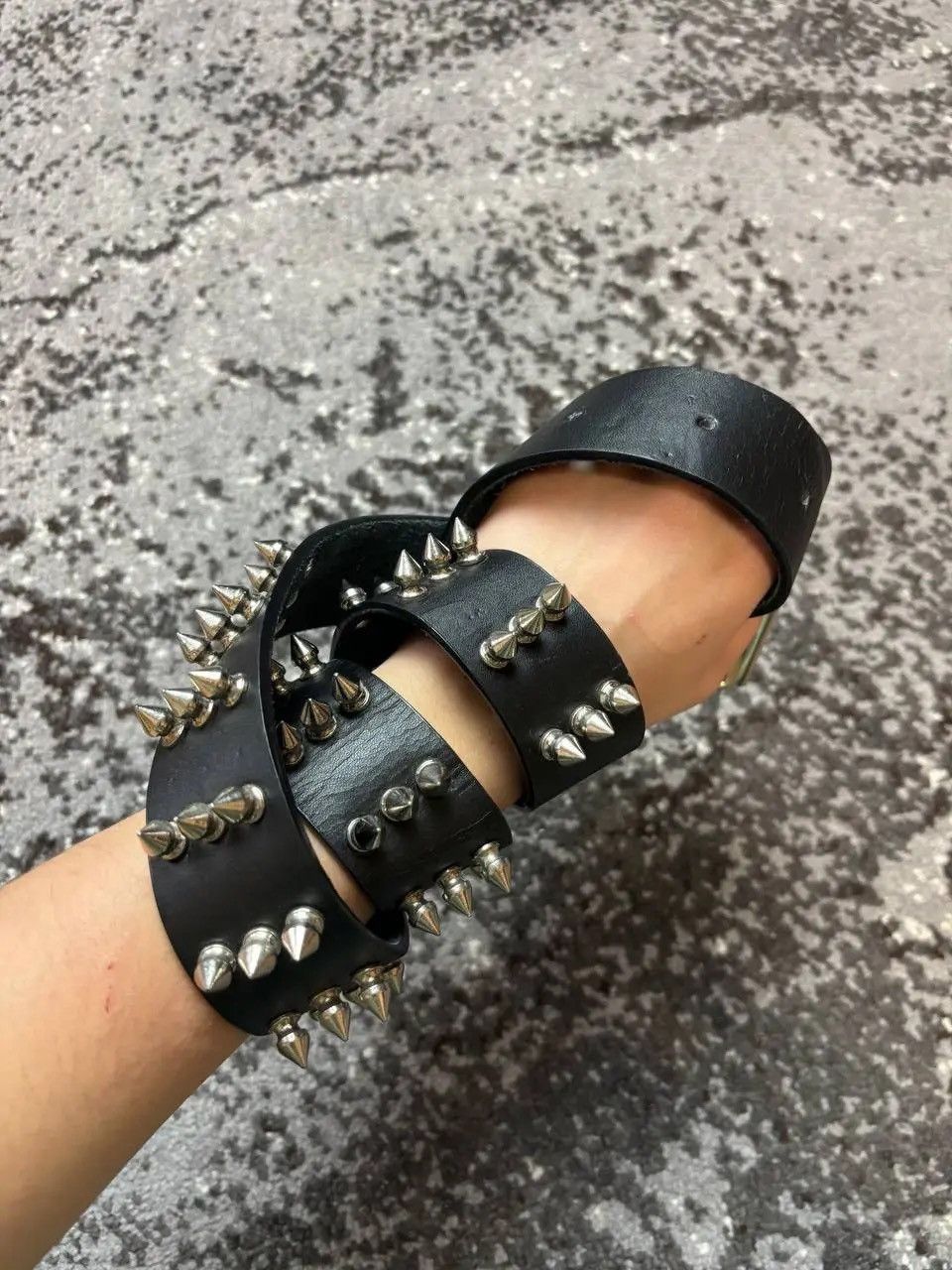 Japanese Brand × Vintage Vintage Y2K Punks Thorn Black Leather Belt Opium Owens Style Size ONE SIZE - 3 Thumbnail