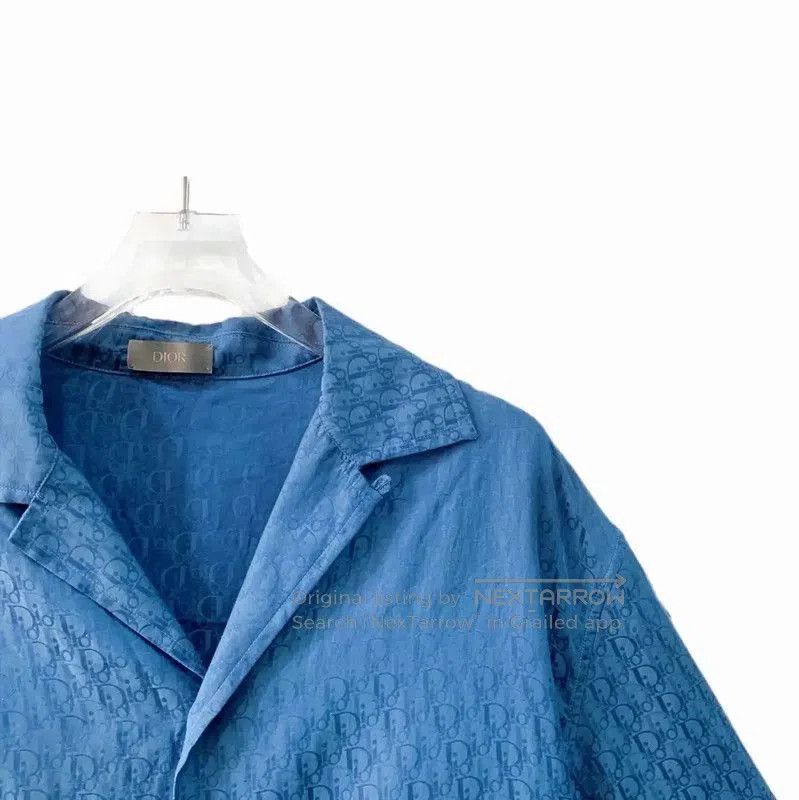 Dior Dior Light Blue Silk Men’s Short Sleeve Shirt . Size US M / EU 48-50 / 2 - 3 Thumbnail