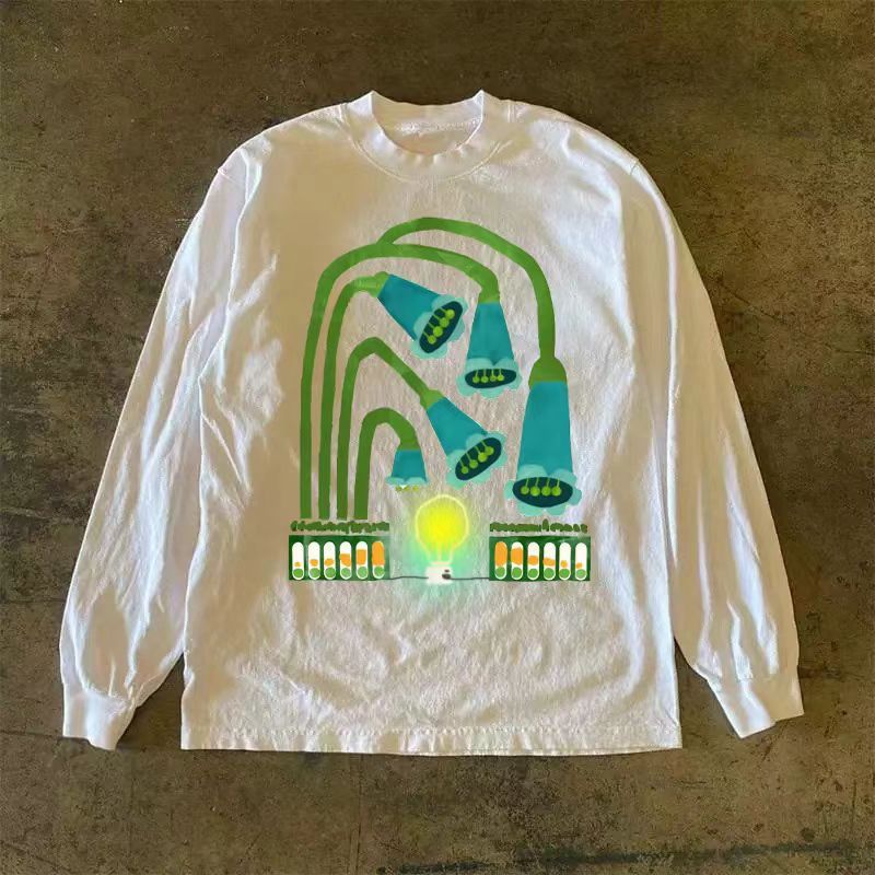 Japanese Brand × Vintage Light pattern white casual retro long sleeve tee Size US L / EU 52-54 / 3 - 1 Thumbnail