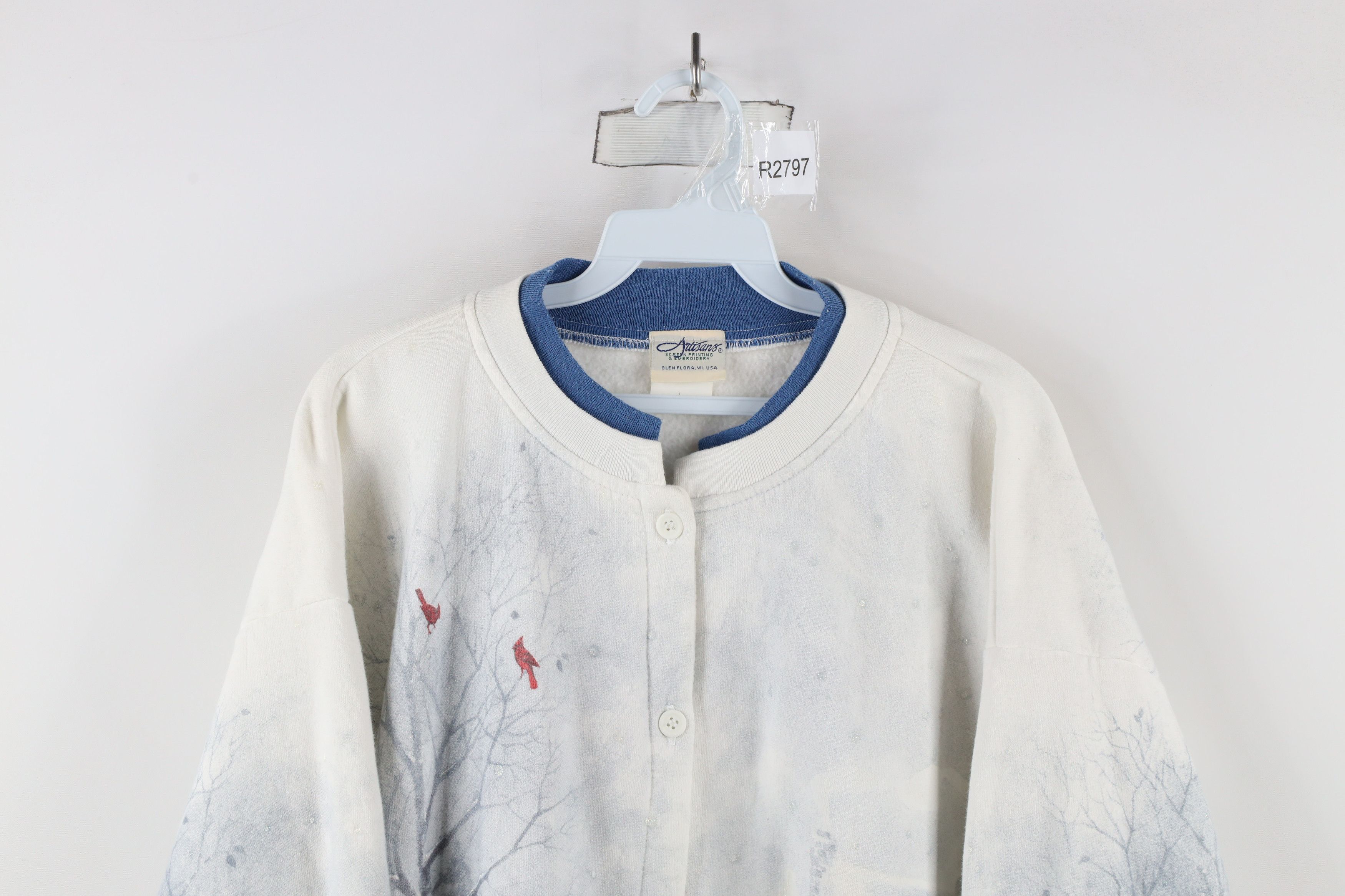 Vintage Vintage 90s Streetwear All Over Print Cardigan Sweatshirt Size L / US 10 / IT 46 - 2 Thumbnail