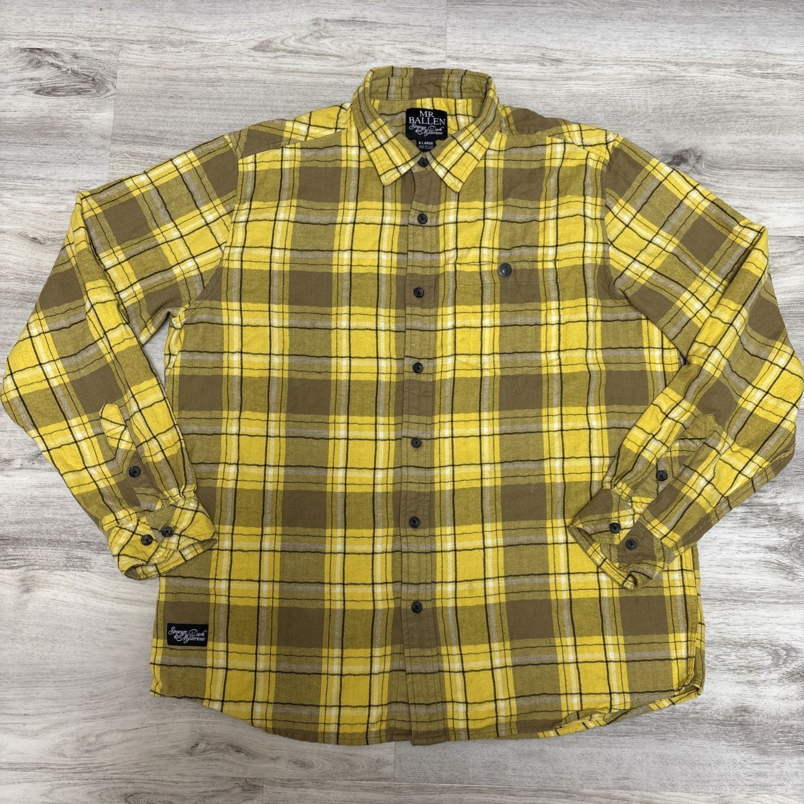 Other MR BALLEN Shirt Mens XL Yellow Black Plaid Flannel Strange D Size US XL / EU 56 / 4 - 5 Thumbnail