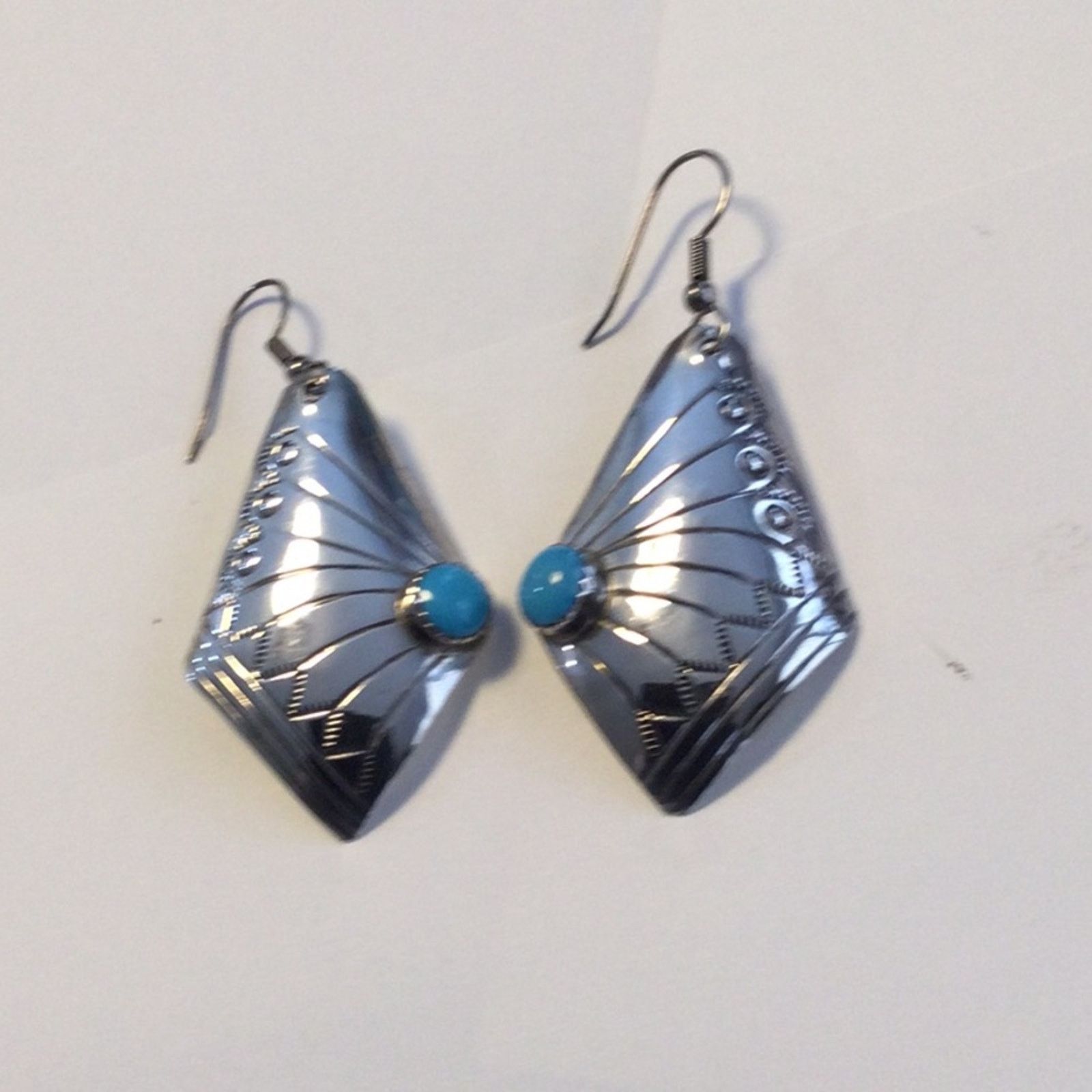 Other Silver & Turquoise Art Deco Fan Dangle Vintage Earrings Size ONE SIZE - 16 Thumbnail