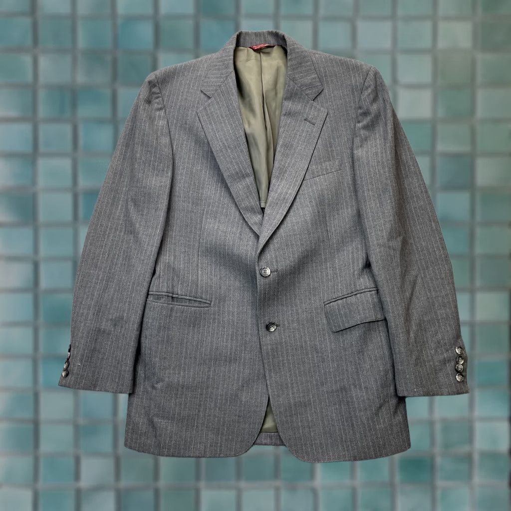 Vintage VINTAGE Cricketeer Blazer Mens M Gray Pinstripe Notch Lapel Two-Button Front Jacket Coat Single-Breasted Way: Classic, Retro, USA Mens Size 40R - 1 Thumbnail