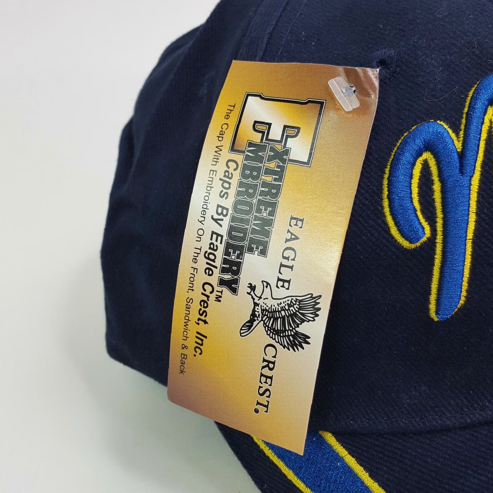 Vintage VINTAGE USA Navy American Snapback Adjustable Hat Baseball Cap Navy Blue Twill Retro Hat Mens Eagle Crest Size ONE SIZE - 5 Thumbnail