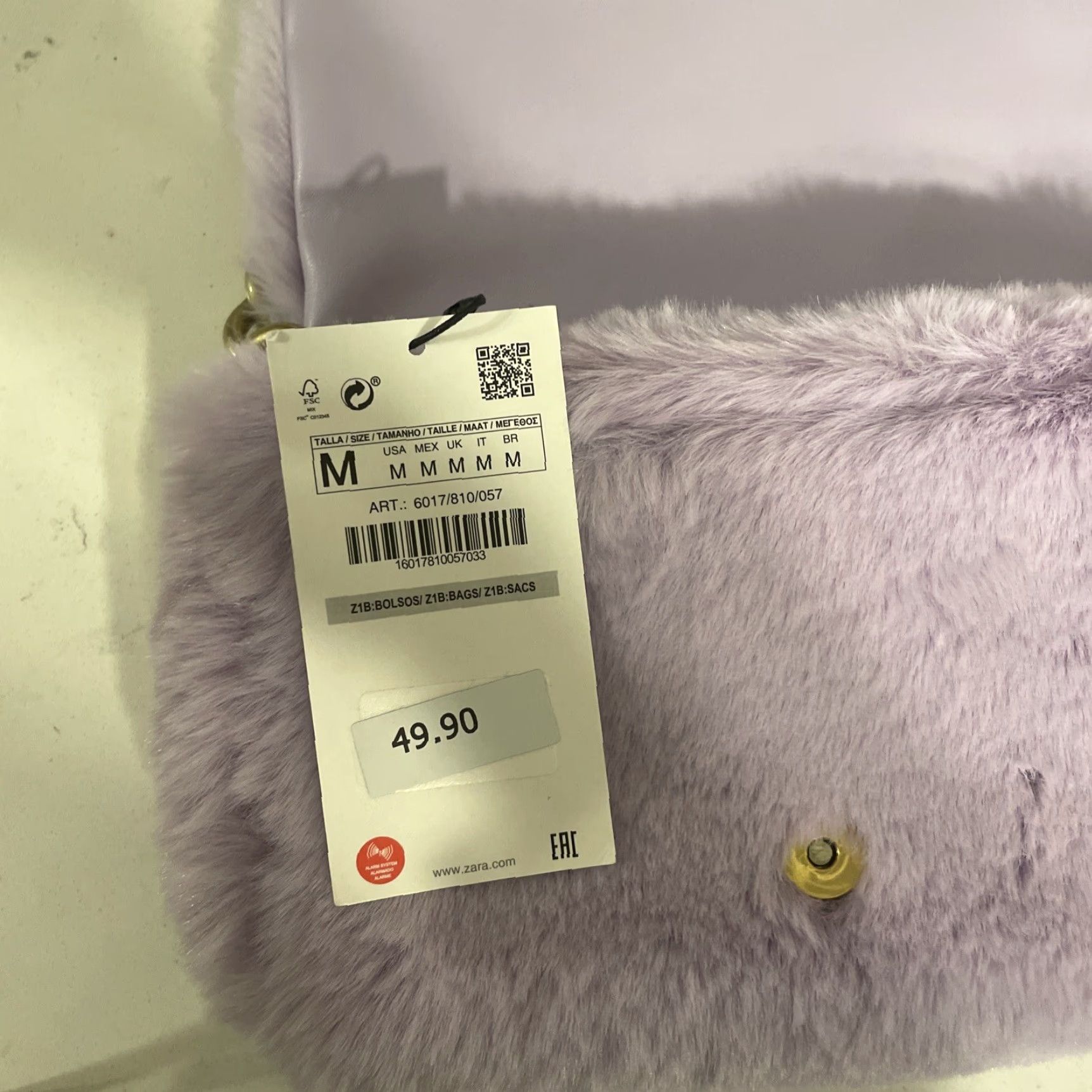 Zara New Gorgeous Zara Purple Faux Fur Small Shoulder Bag Chunky Gold Chain Strap Nwt Size ONE SIZE - 6 Thumbnail