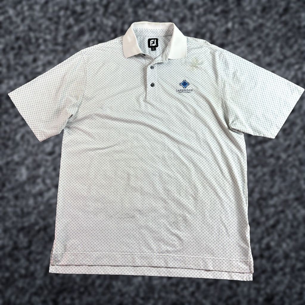 Footjoy FootJoy Polo Shirt Mens Large White Geometric Lightweight Golfing Button Collar Shirt Polo Size US L / EU 52-54 / 3 - 1 Thumbnail