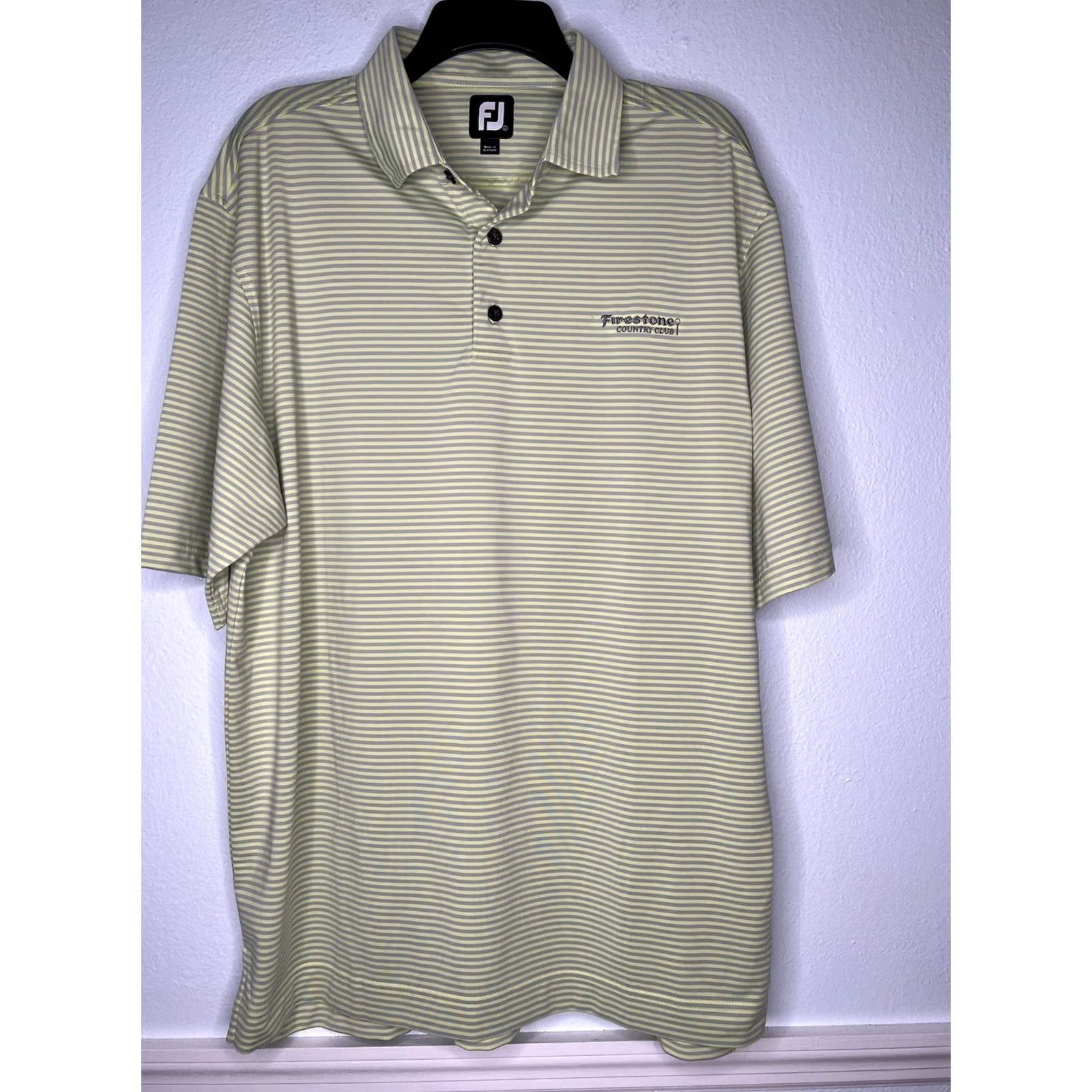 Footjoy FootJoy Golf Polo Mens Large Green Striped Short Sleeve Breathable Logo 32 Inches Long 24 Inches Chest Akron Firestone Country Club Size US L / EU 52-54 / 3 - 2 Thumbnail