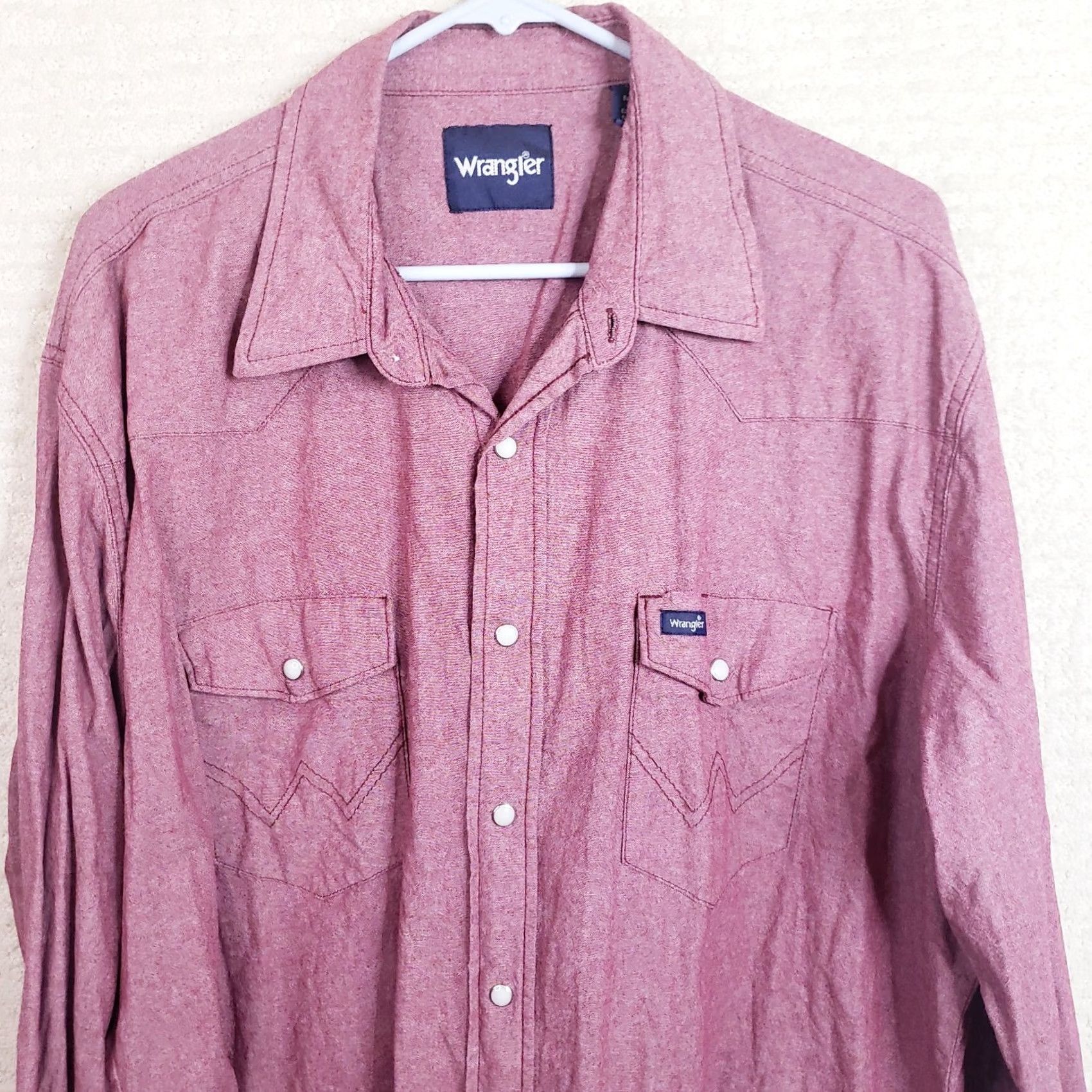 Wrangler Wrangler Western Pearl Snap Shirt Men's XXL 2XL Red Button Up Collared Long Sleeve Casual Workwear Size US XXL / EU 58 / 5 - 2 Thumbnail