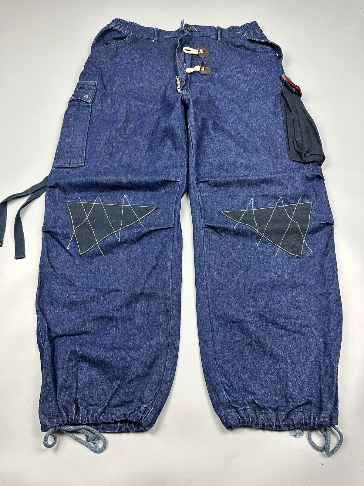 If Six Was Nine × Le Grande Bleu (L.G.B.) 🔥Rare🔥Kapital Inspired Baggy Twist Waist Sashiko Denim Size US 35 - 7 Thumbnail
