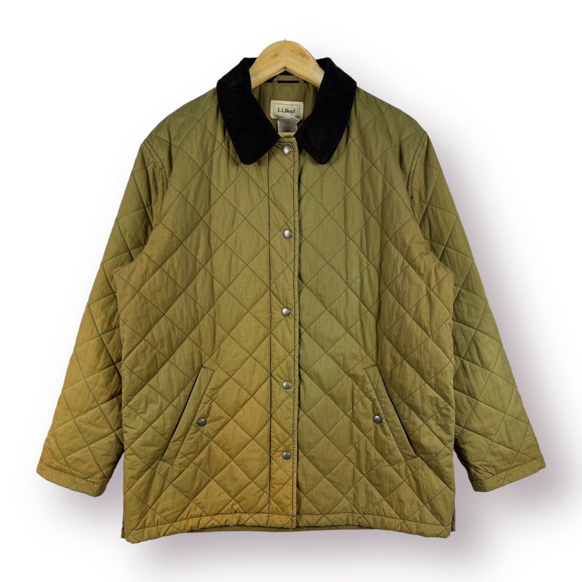 L.L. Bean 🔥 VTG OLIVE QUILTED SUNFADED L.L BEAN CORD COLLAR JACKET -M Size M / US 6-8 / IT 42-44 - 2 Thumbnail