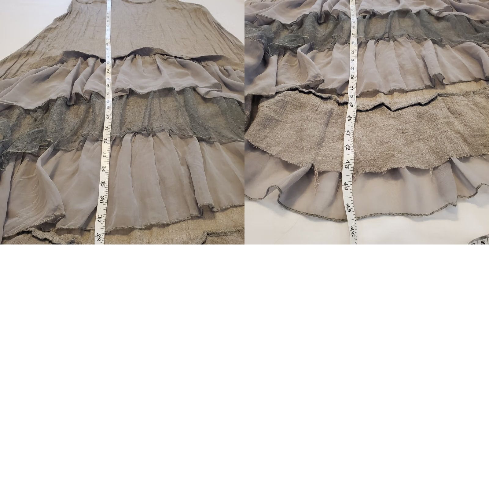 Vintage Cecico Dress S A-Line Slip Dress Tank Sleeveless Layered Ruffle Hi-Low Sheer Gauzy Polyester Lace Gray Womens Size S / US 4 / IT 40 - 10 Thumbnail