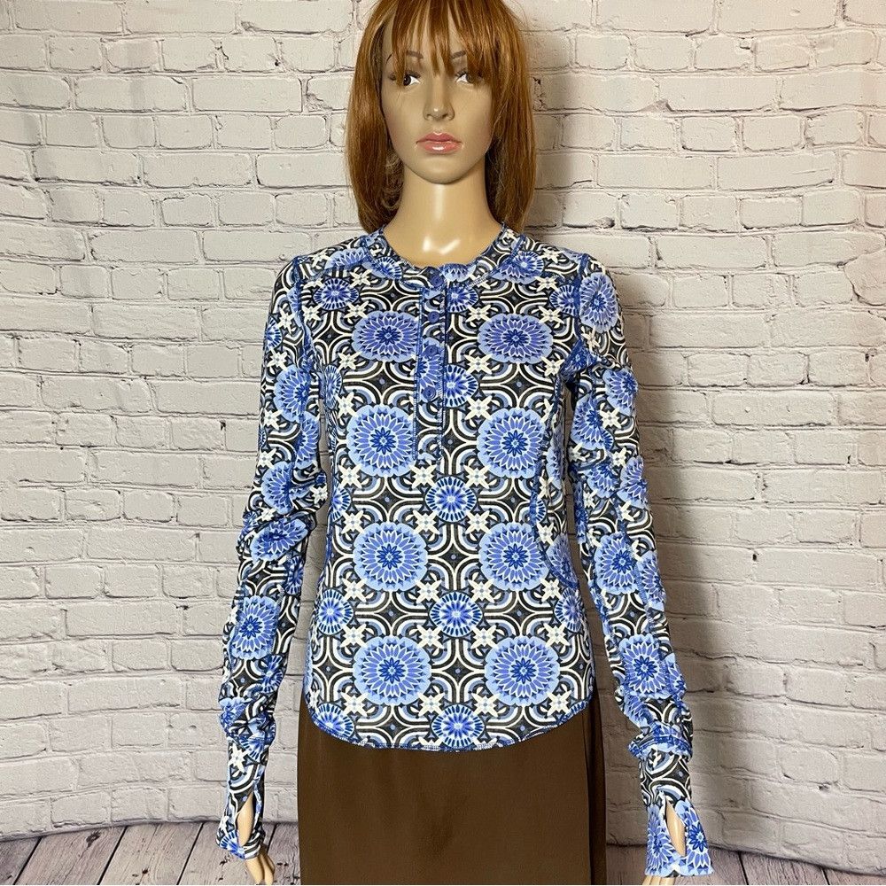 Free People New Free People Fireside Long Sleeve Base Layer Blue Top Si Size M / US 6-8 / IT 42-44 - 4 Thumbnail