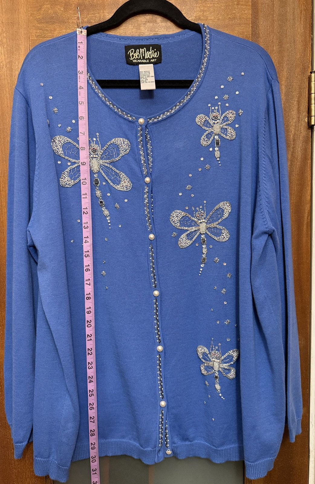 Bob Mackie Bob Mackie Wearable Art Periwinkle Blue Beaded Dragonfly Size XXL / US 16-18 / IT 52-54 - 7 Thumbnail