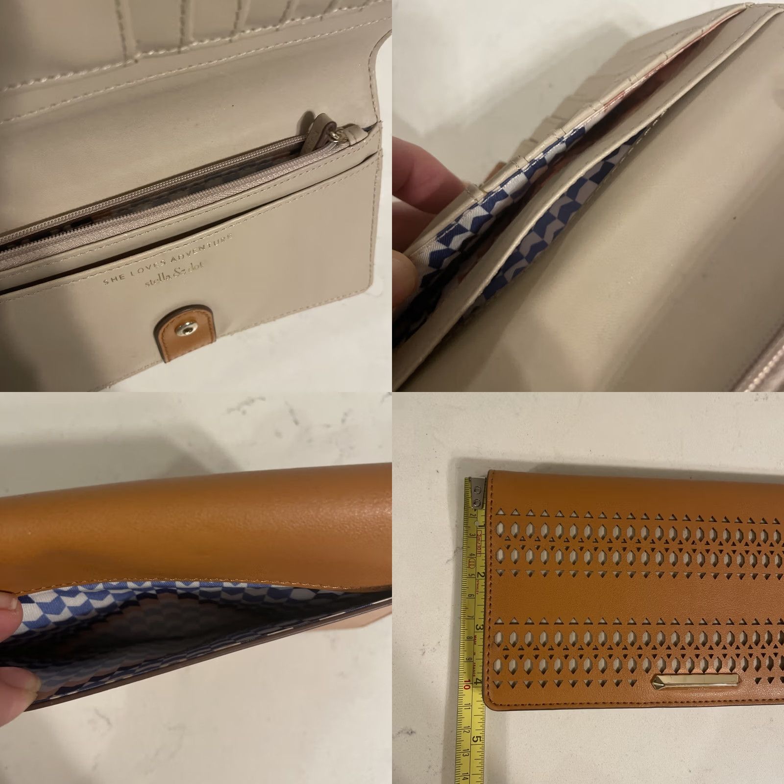 Vintage VINTAGE Women Wallet STELLA & DOT Tan She Loves Adventure Clutch laser cut Credit Card Logo Size ONE SIZE - 8 Thumbnail